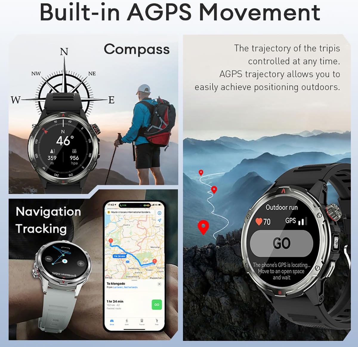 Tetra R4 1.43" HD AMOLED Sports Smart Watch for Men, Activity Tracker 100+ Sports Modes, IP68 Waterproof, Heart Rate, Blood Oxygen Monitor Smartwatch for Android iOS (Black) - Image 4