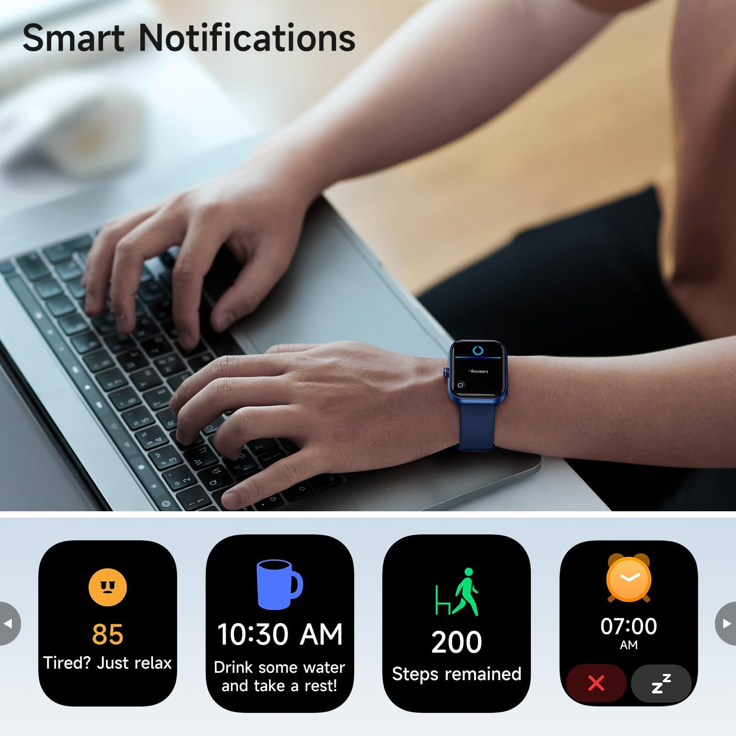 Smart Watch for Android iOS Phones, 1.91’’ HD Display Smartwatch for Women Men Built-in Alexa(Answer/Make Calls), Fitness&Sleep Tracker, Heart Rate Monitor, 115+ Activity Mode - Image 8