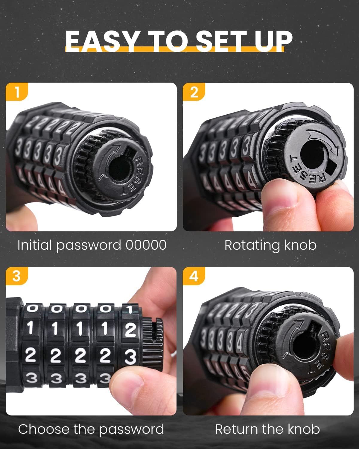 KEYSTP Bike Lock Cable with Combination,High Security Resettable Combination Bicycle Lock Anti-Theft,Mounting Bracket for Bikes and Scooters - Image 6