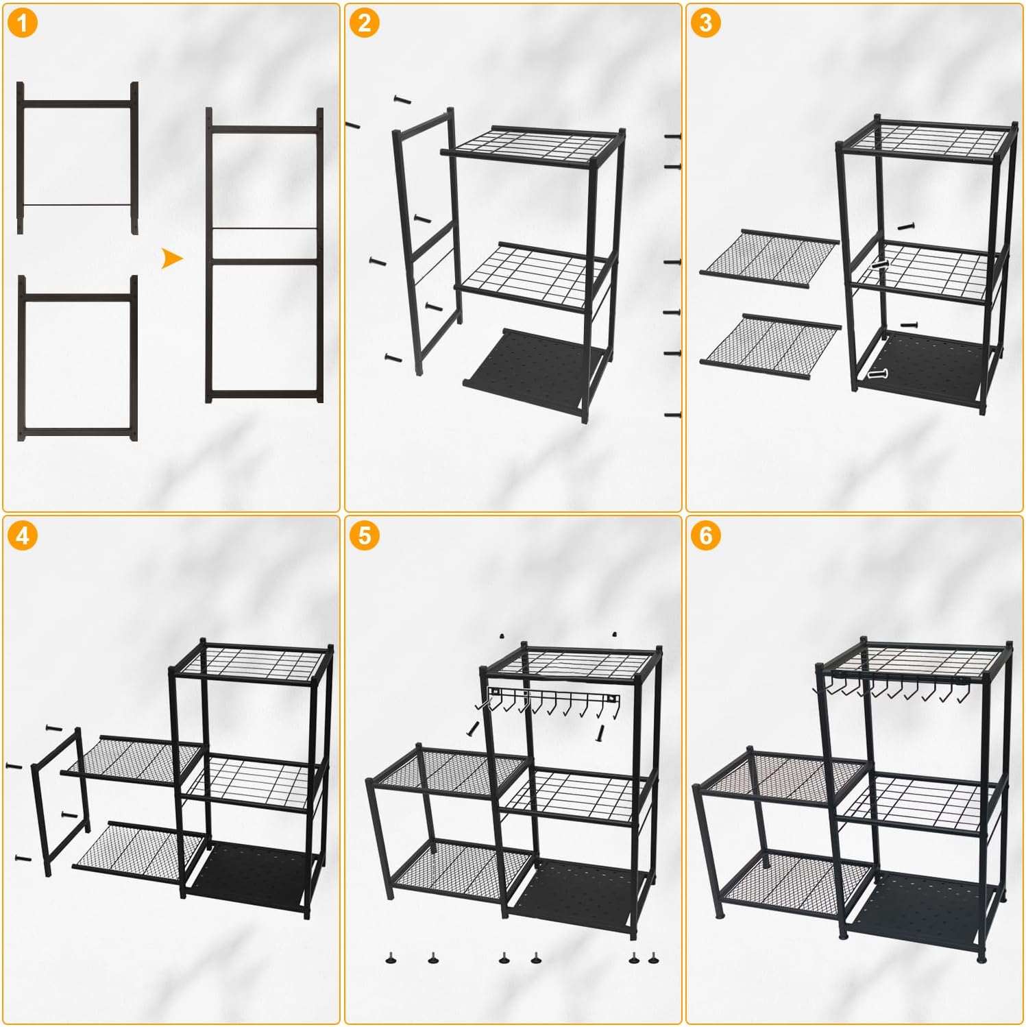 Garden Tool Organizer,Garage Tool Organizer,with 2-Tier Metal Shelves,Heavy Duty Steel Garden Tool Organizer for Garage,Up to 45 Long-Handled Tools, Yard Tool Organizer for Garage,Garden Tool Rack - Image 7