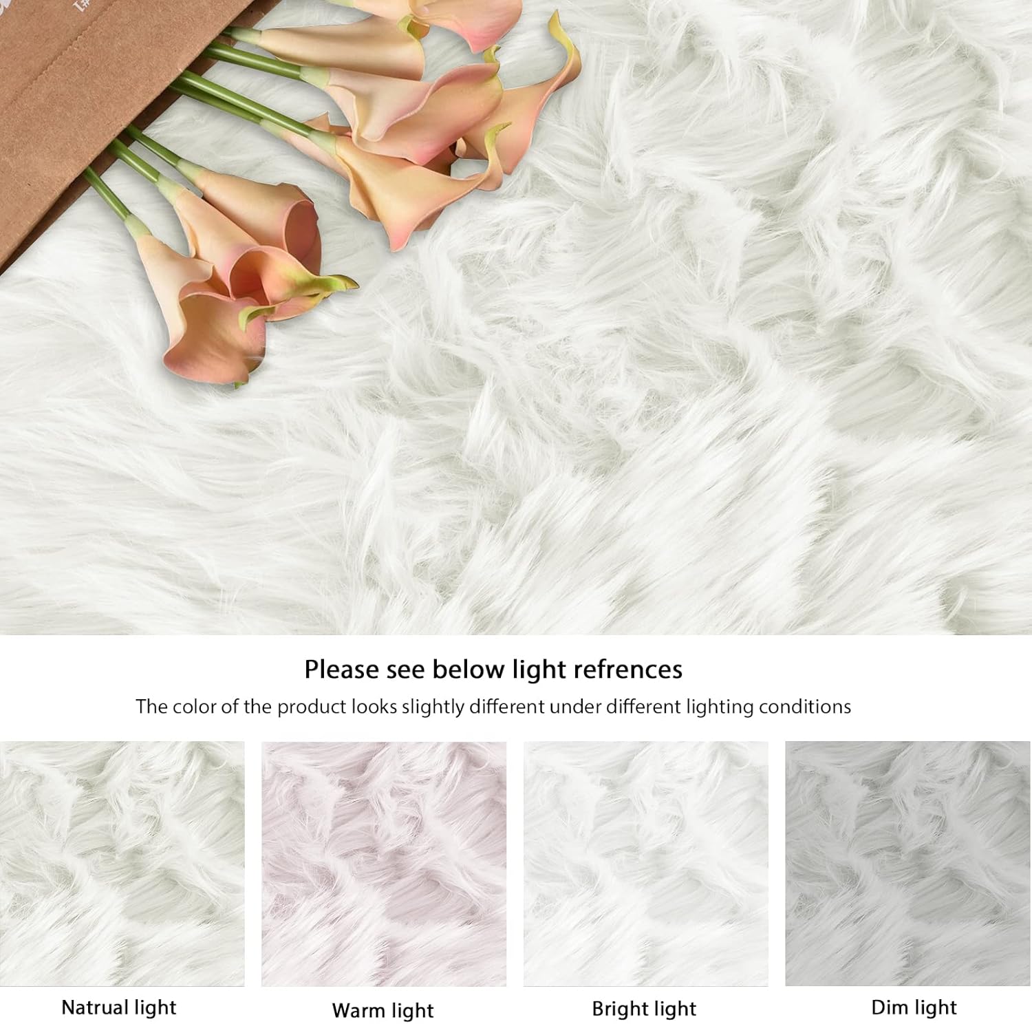 White Faux Sheepskin Fuzzy Fur Rugs for Bedroom Small Machine Washable Fluffy Area Rugs for Living Room 2x4 Shag Nursery Rug - Image 7