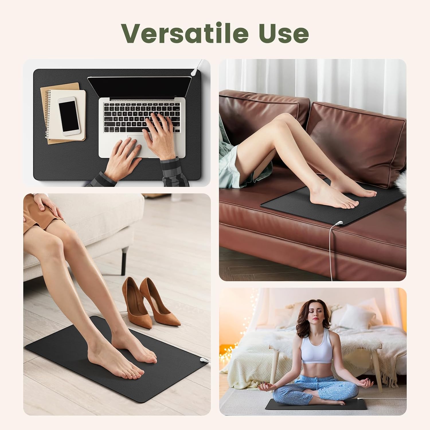 Grounding Mat for Sleep, Energy, Pain Relief, Inflammation, Balance, Wellness. Earth Connected Therapy. Indoor Grounding at Home, Office, Work. 15 Foot Cord Included. Conductive Carbon - Image 8
