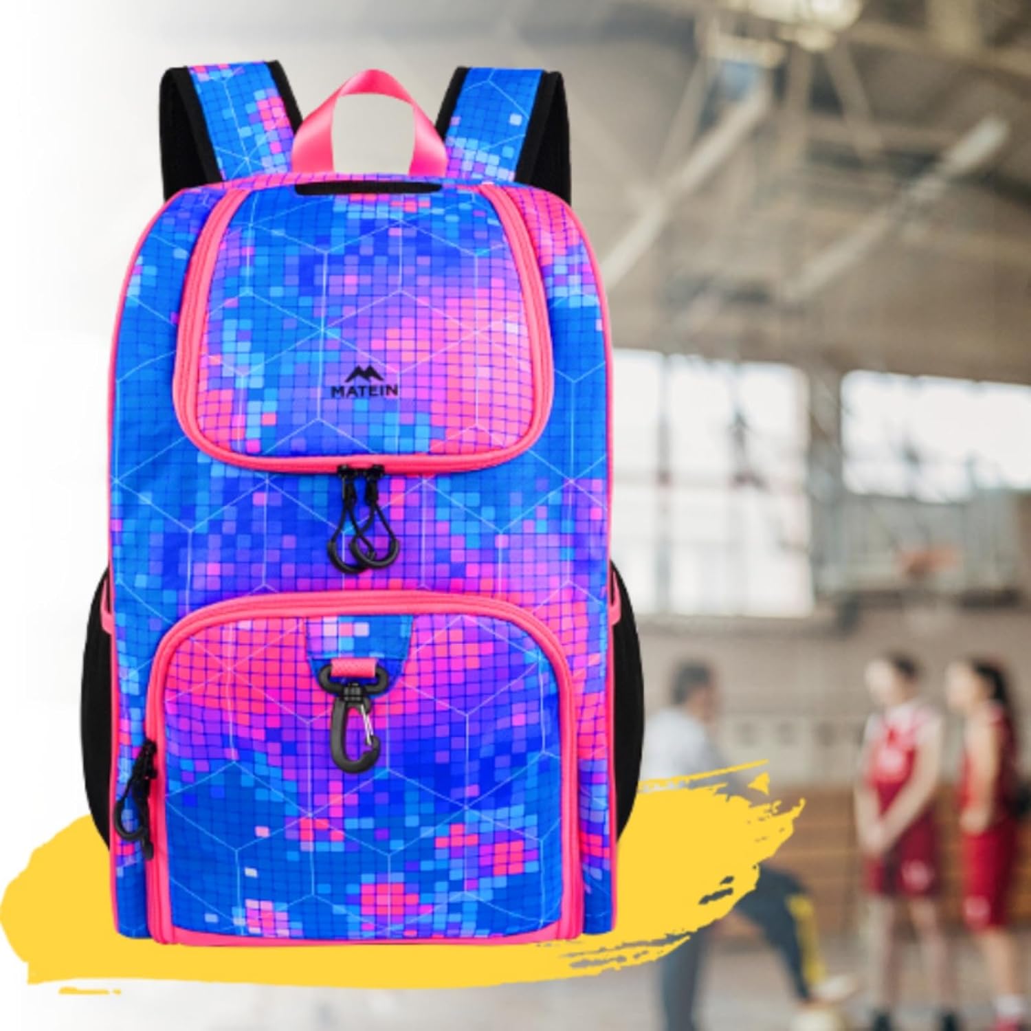 MATEIN Basketball Bag, Sturdy Soccer Bag with Ball Holder & Shoe Compartment, Large Basketball Backpack for Training Equipment, Water Resistant Sports Ball Backpack Fits Volleyball Football, Colorful - Image 10