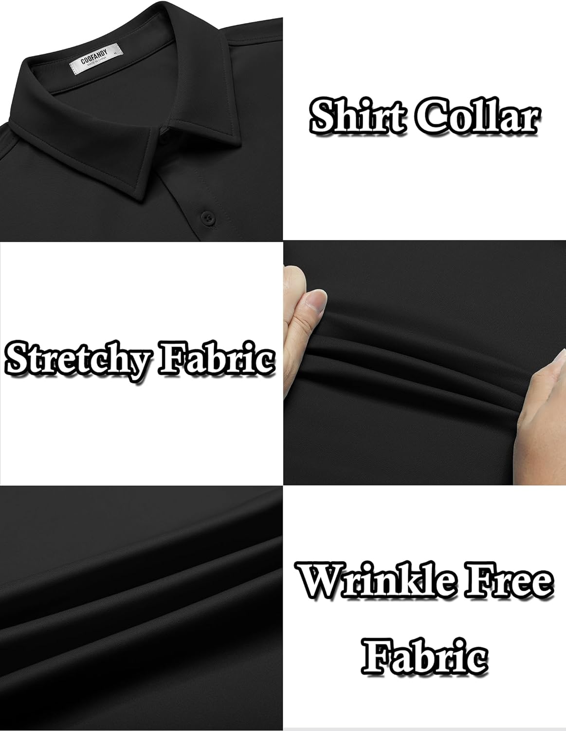 COOFANDY Mens Casual Wrinkle Free Shirts Short Sleeve Button Down Summer Stretch Dress Shirt - Image 5