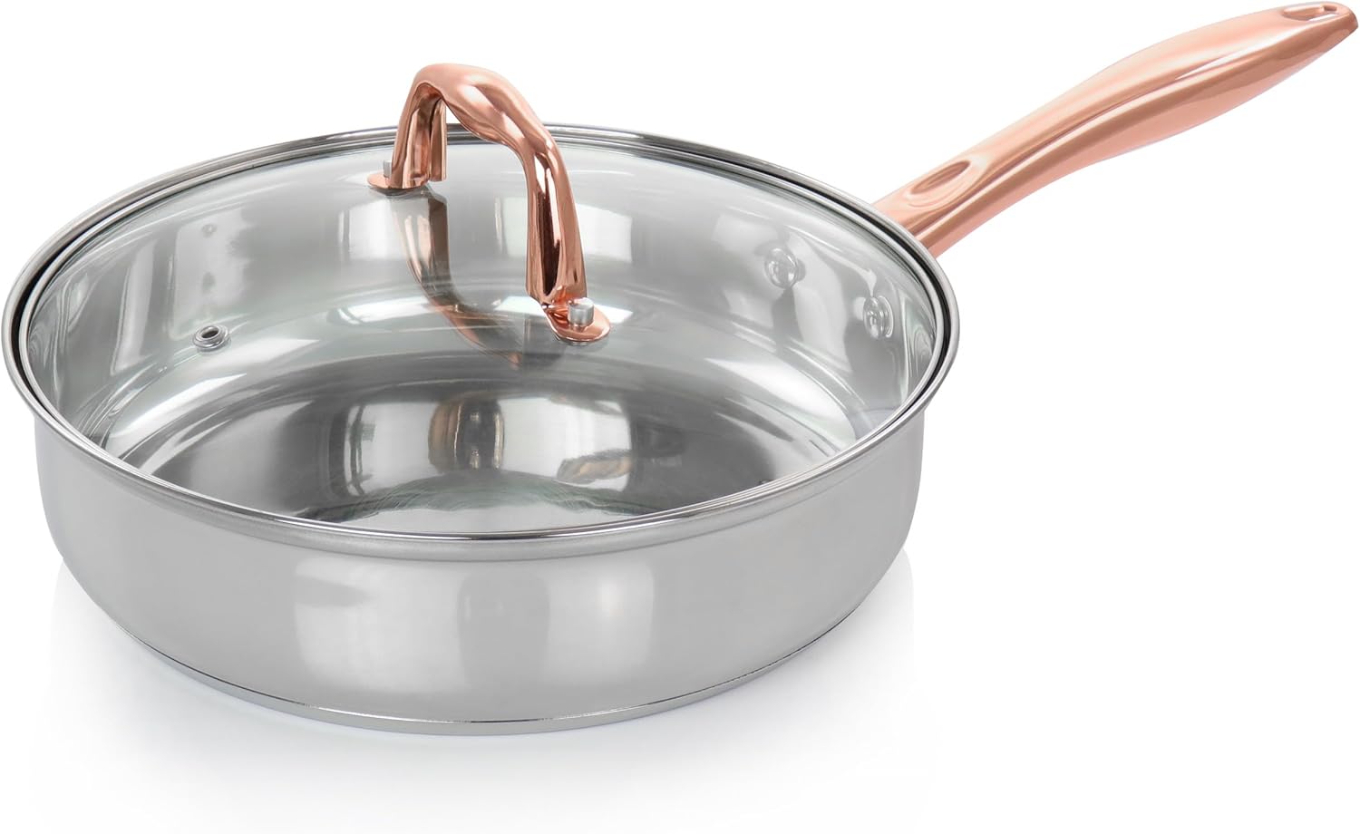 Gibson Home Bransonville 8 Piece Stainless Steel Cookware Set in Chrome and Bronze - Image 5