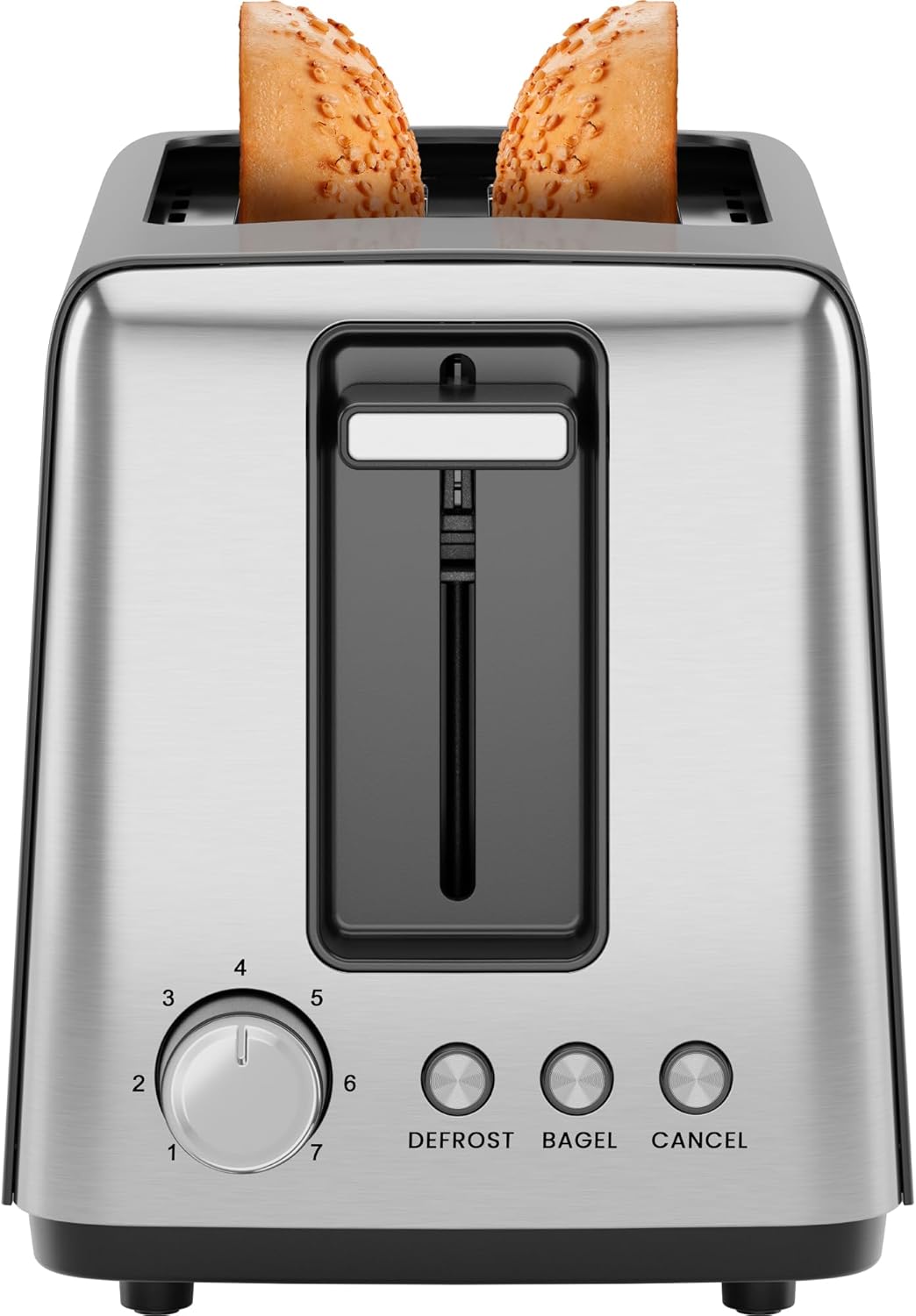 Chefman 2 Slice Toaster, 7 Shade Settings, Removable Crumb Tray, Thick Bread and Bagel Toaster with Defrost and Cancel Buttons – Black - Image 2