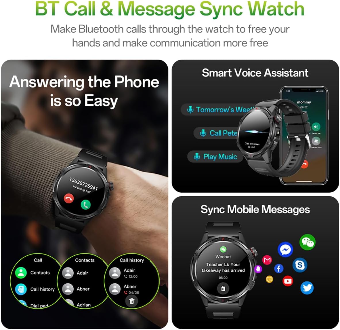 Tetra R4 1.43" HD AMOLED Sports Smart Watch for Men, Activity Tracker 100+ Sports Modes, IP68 Waterproof, Heart Rate, Blood Oxygen Monitor Smartwatch for Android iOS (Black) - Image 6