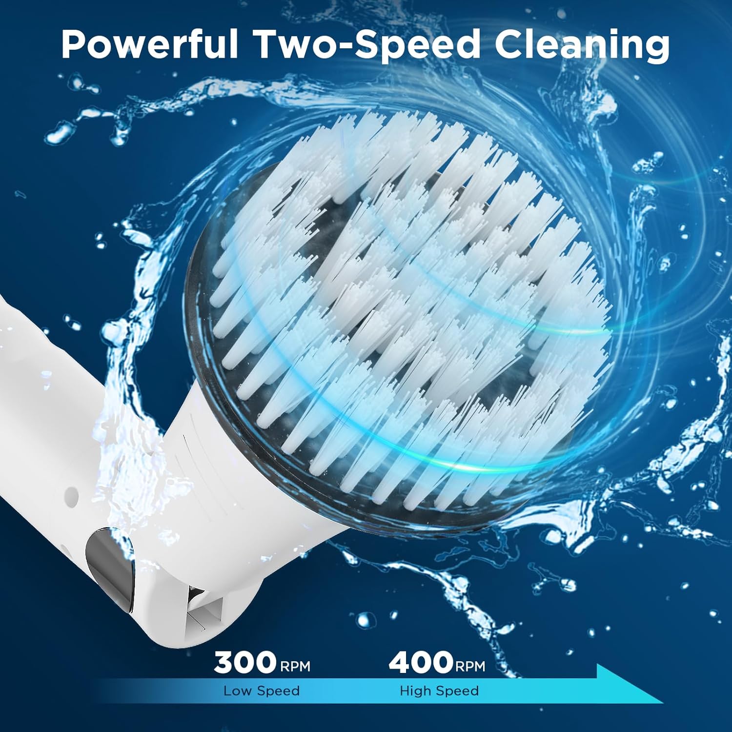 Electric Spin Scrubber, 2024 New Bathroom Cleaner, Power Shower Cleaning Brush with Extendable Handle & 4 Brush Heads, Shower Scrubber for Bathtub Tile Grout Kitchen Window and Floor - Image 3