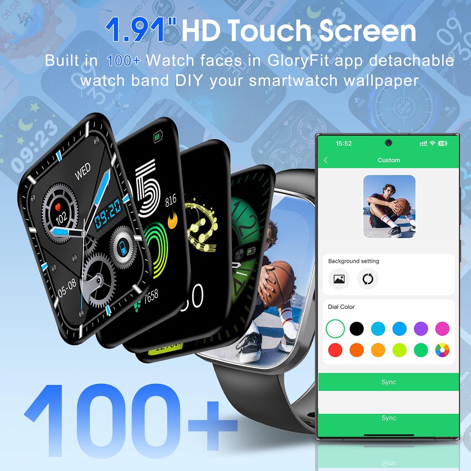Smart Watch for Men Women Answer/Make Call, 1.91" Touch Smartwatch Heart Rate/Sleep/Steps Monitor, 110+ Sports Fitness Watch, IP68 Waterproof Activity Tracker Watch for Android iOS, Black - Image 4