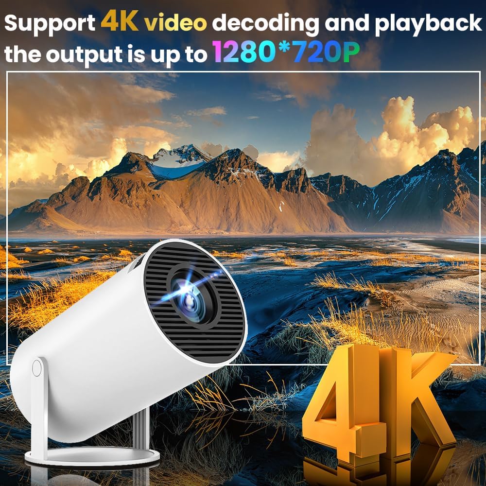 1080P Mini Projector HY300 Pro 4K Portable Projector with WiFi 6 Bluetooth 5.0 Auto Keystone Correction 200 ANSI Smart Projector Screen Adjustment,270 Degree Flip Home Theater Projector - Image 5