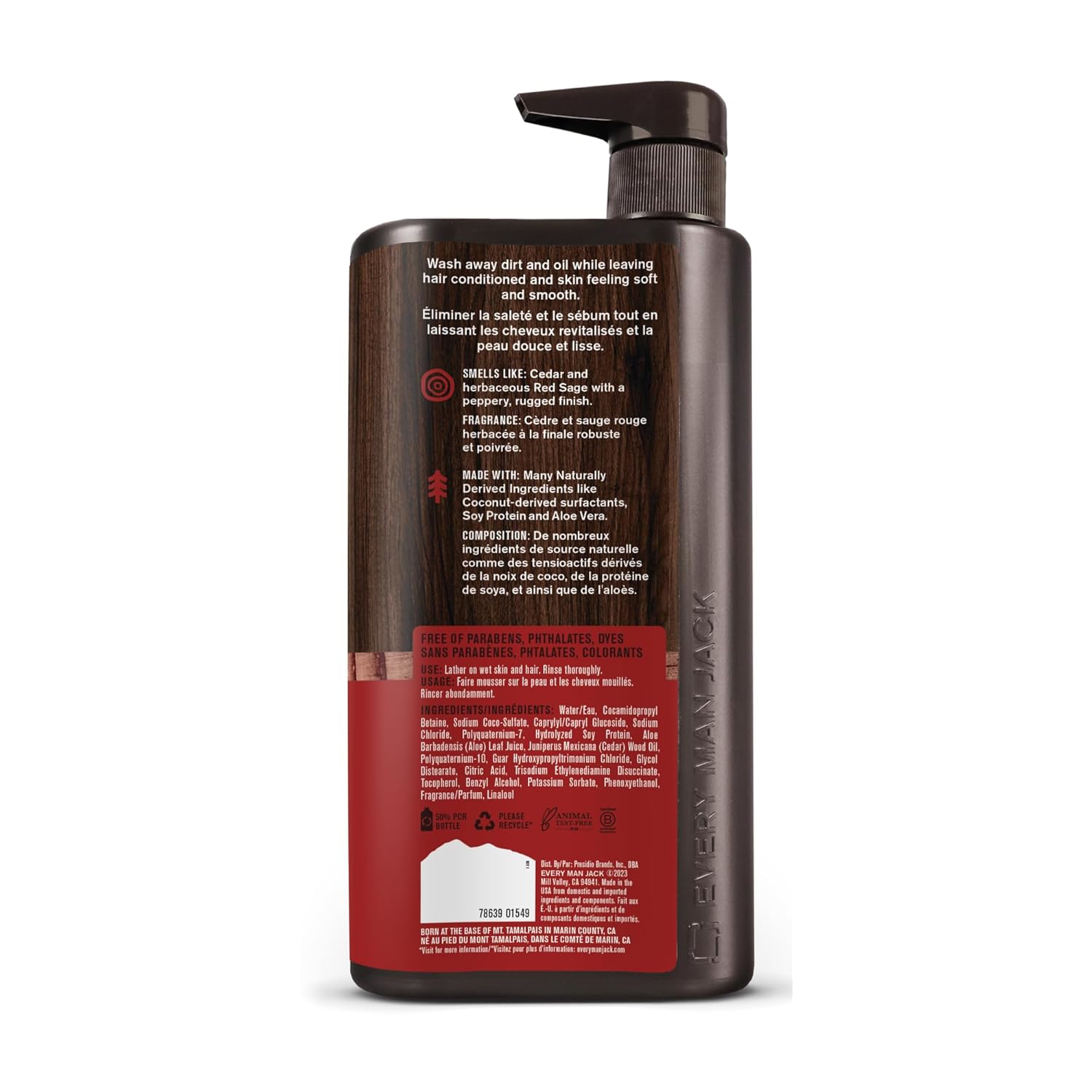 Every Man Jack Cedar + Red Sage Hydrating Mens 3-in-1 All Over Wash for All Skin and Hair Types - Body Wash, Shampoo and Conditioner with Naturally Derived Ingredients - 28.8oz (2 Pack) - Image 10