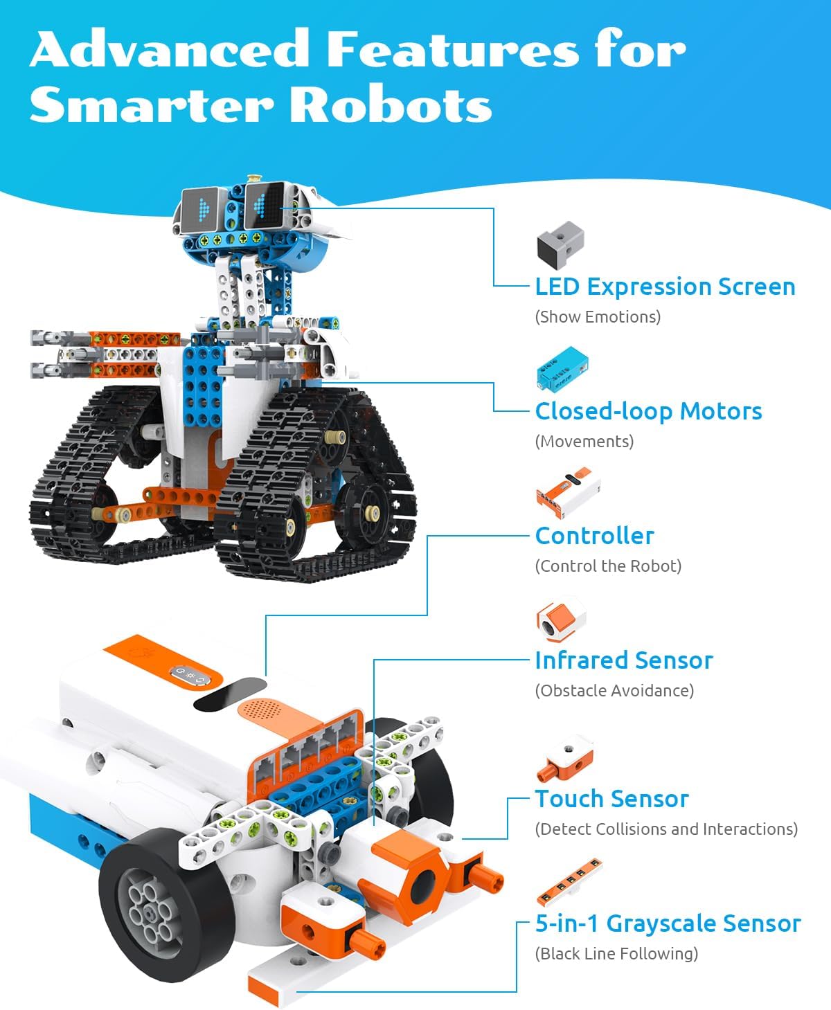 WhalesBot E7 Pro 12-in-1 STEM Coding Robot Kit for Kids 8-12, 637-Piece Building Set with Scratch Programming, Interactive Books & 3D APP Guidance – Ideal Educational Toy for Boys & Girls - Image 7