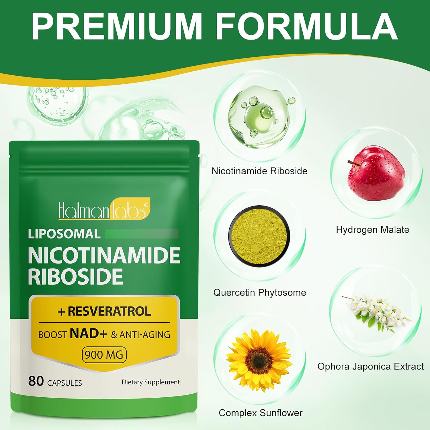NAD Supplement - Liposomal Nicotinamide Riboside 900mg, Resveratrol, Quercetin - High Purity NAD Supplement for Energy, Support Cellular Health, Stamina & Healthy Aging - Ultra Strength 80 Capsules - Image 4