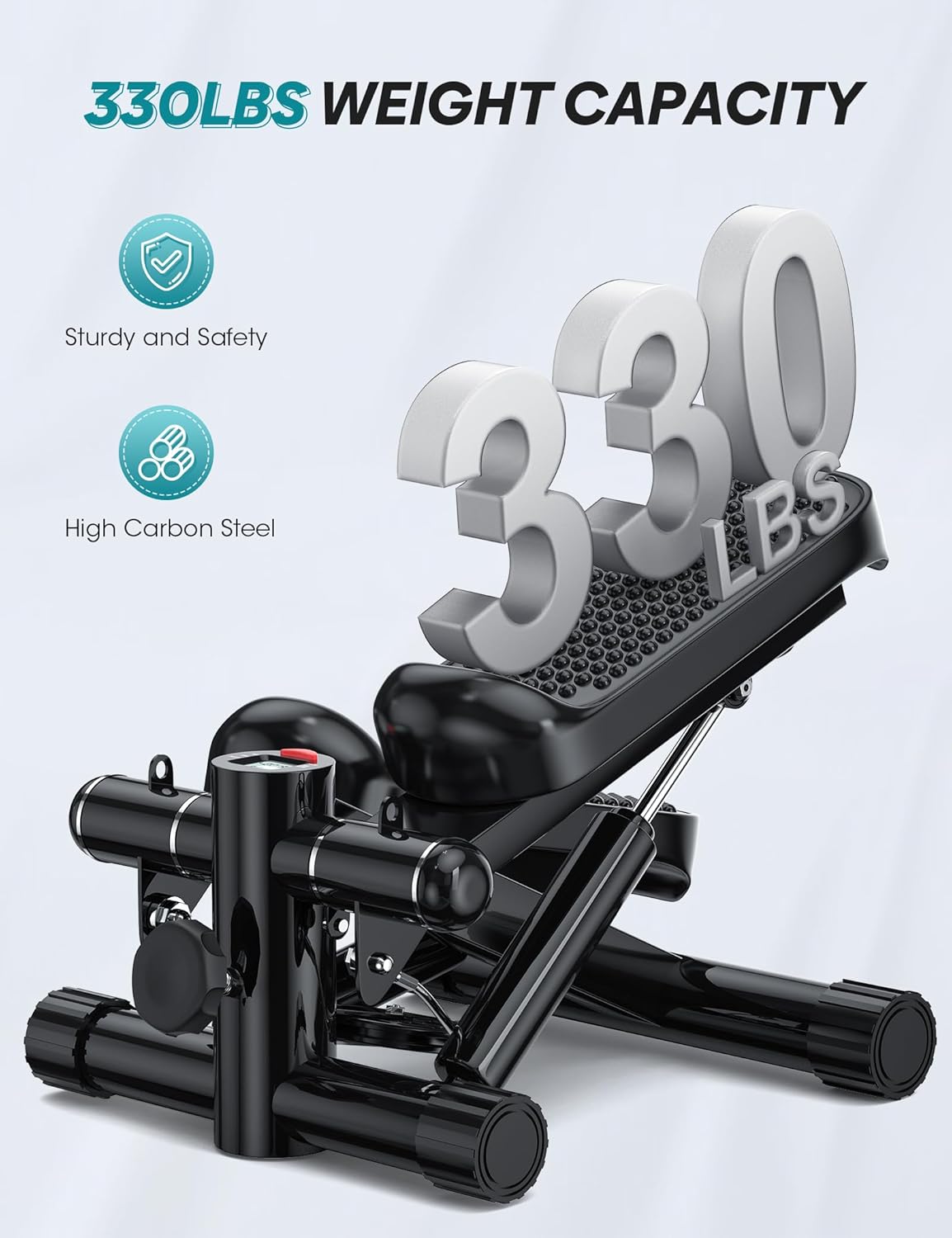Mini Portable Stepper Machine with Resistance Bands - 330LBS Weight Capacity, Adjustable Height, LED Monitor for Full Body Workout - Image 4