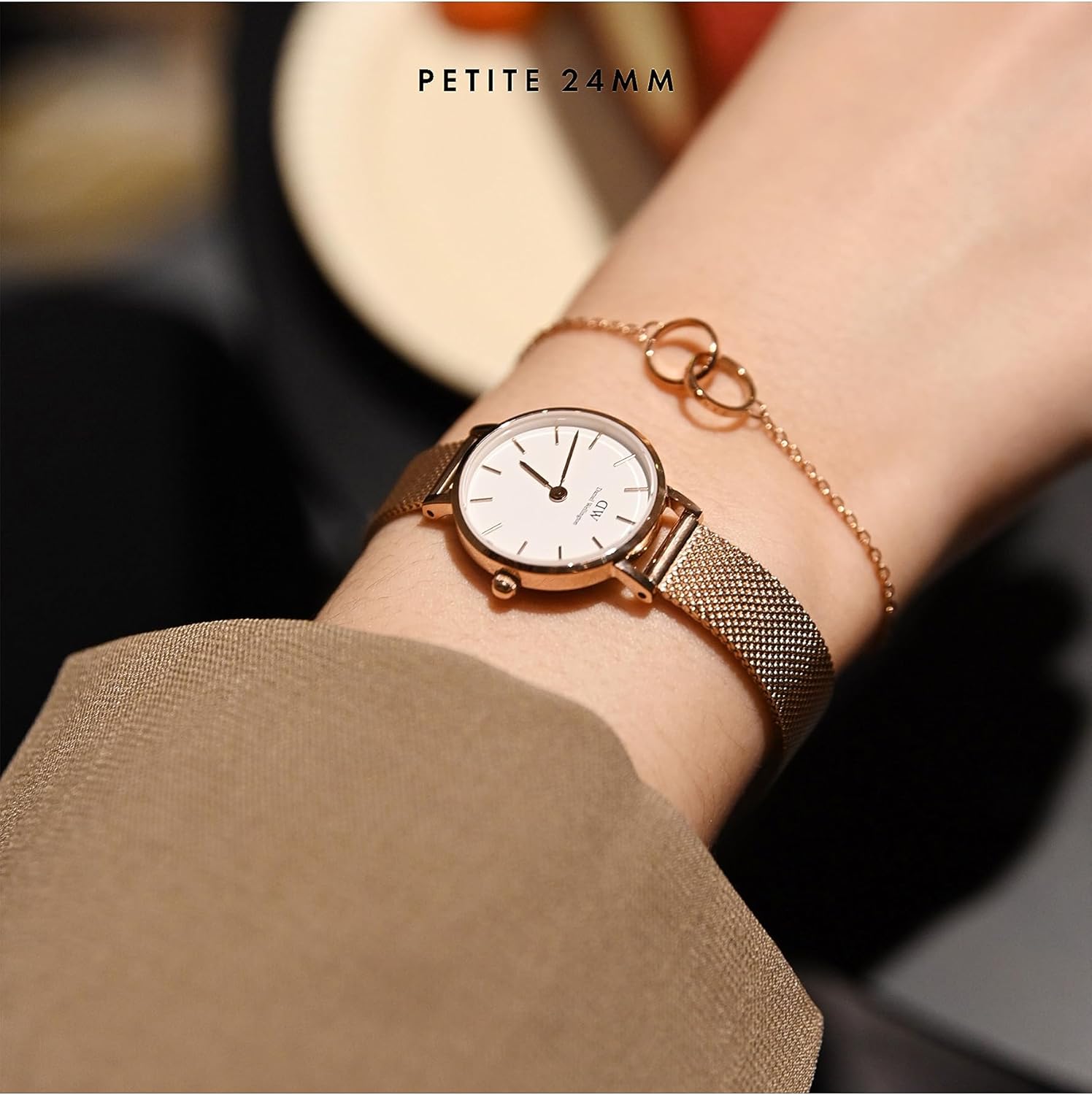 Daniel Wellington Petite Pressed Melrose 24mm Women's Watch, Stainless Steel (316L) Rose Gold Watch for Women - Image 3