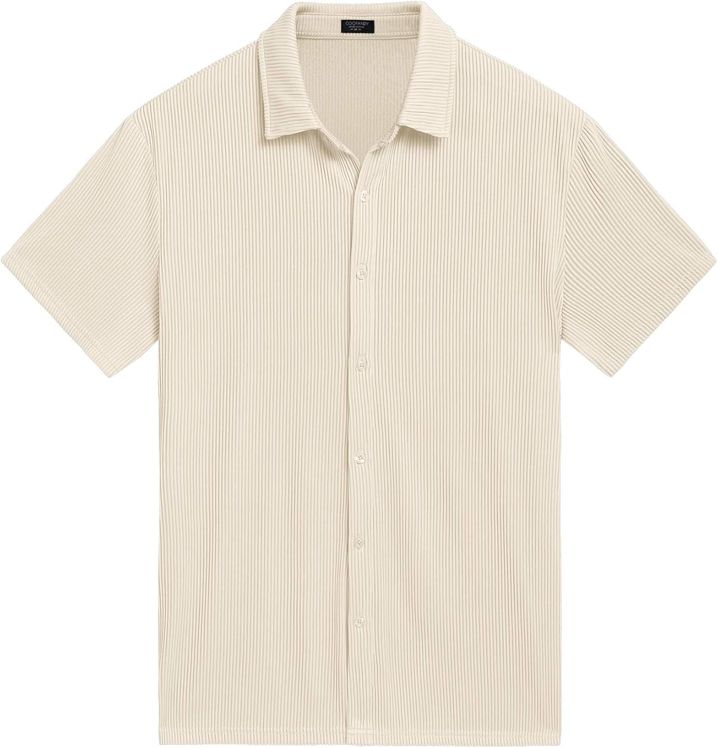 COOFANDY Men's Casual Shirts Short Sleeve Button Down Shirt for Men Wedding Beach Fashion Shirt - Image 5