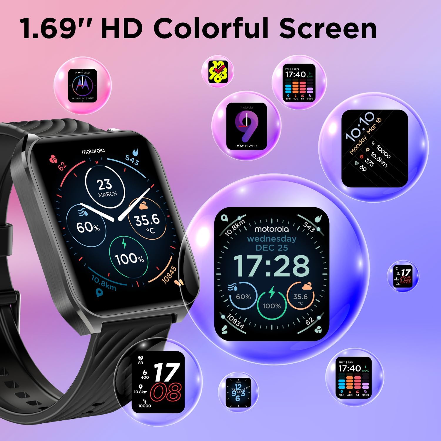 Motorola Moto Watch 70 - Health and Fitness Bluetooth Smartwatch for Every Day Wear, Advanced Health Features, Up to 10 Days Battery Life - Compatible with Android and iOS, Phantom Black - Image 8
