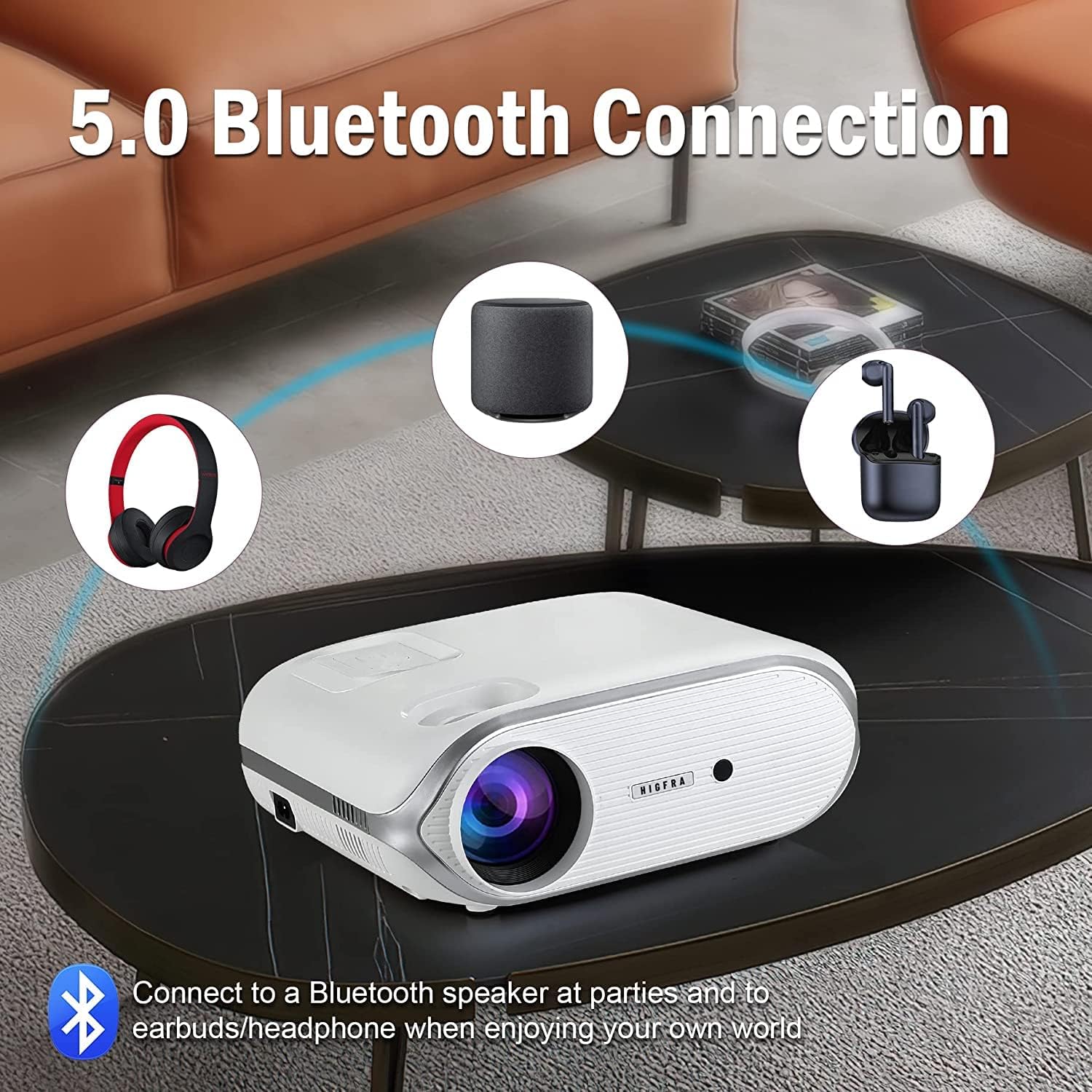 Multimedia Projector with 5G WiFi and Bluetooth Higfra 560 ANSI 16000L Native 1080P Outdoor Movie Projector 4k Support,Auto 6D Keystone&50% Zoom,Portable Smart Home LED Video Projector for Phone/PC - Image 5