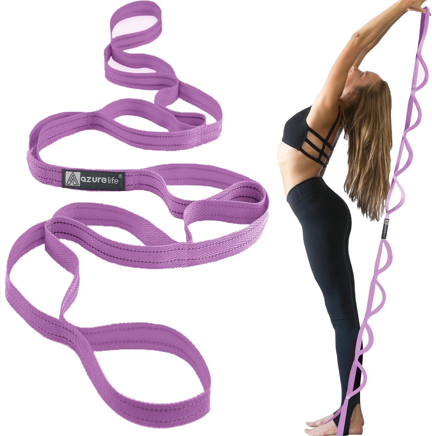 Premium Durable Stretch Straps with Loops, Stretching Strap for Physical Therapy, Multi-Loop Yoga Strap Fitness Exercise Strap for Yoga, Pilates, Dance, Flexibility&Exercise - Image 2