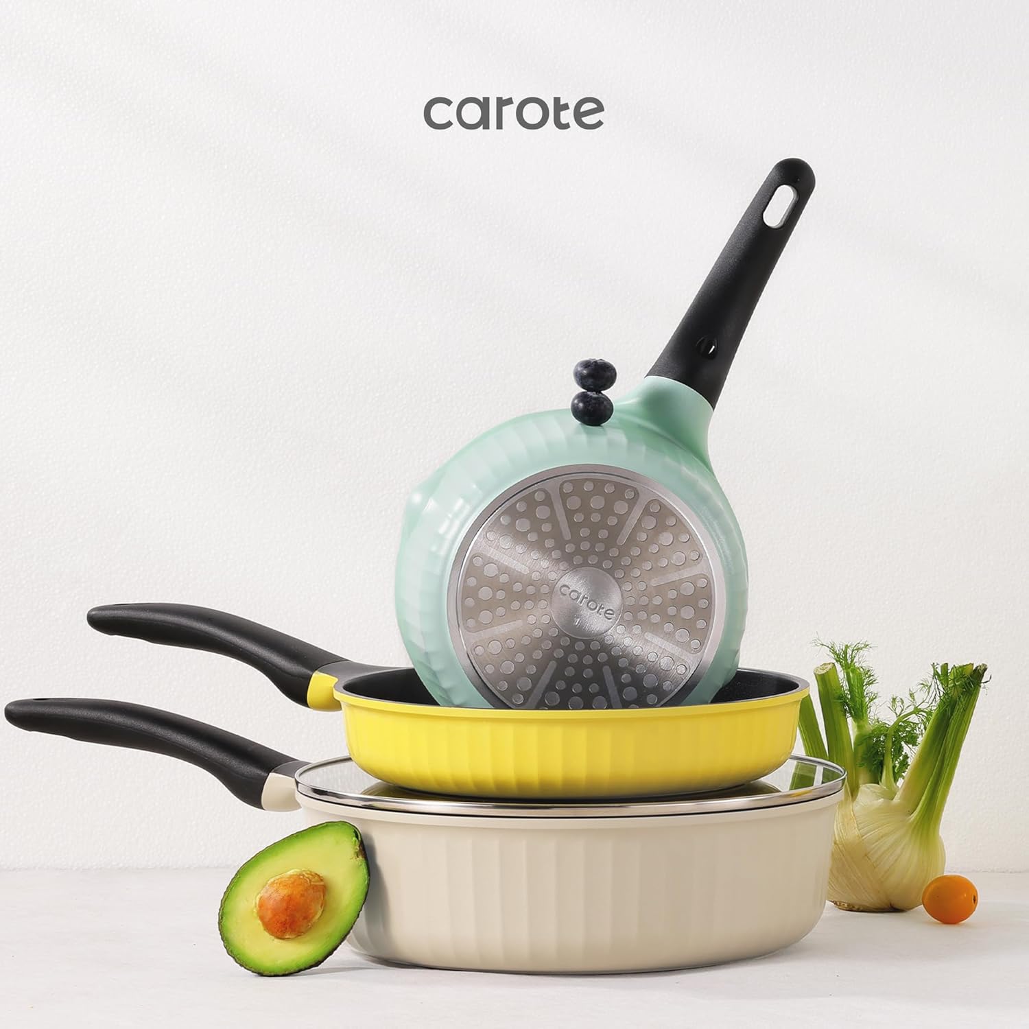 CAROTE Pots and Pans Set,Nonstick Cookware set, Induction Cookware, Non Stick Kitchen Cooking Set, with Frying Pans Set,Egg Pan - Image 7