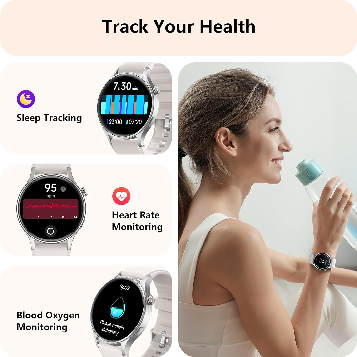 aeac Smart Watch for Men Women, AMOLED Ultra-Clear Screen Fitness Trackers with Heart Rate/Sleep/SpO2 Monitor, Smartwatch for iPhone/Samsung/Android, 110+ Sport Modes Waterproof Reloj Inteligente - Image 3