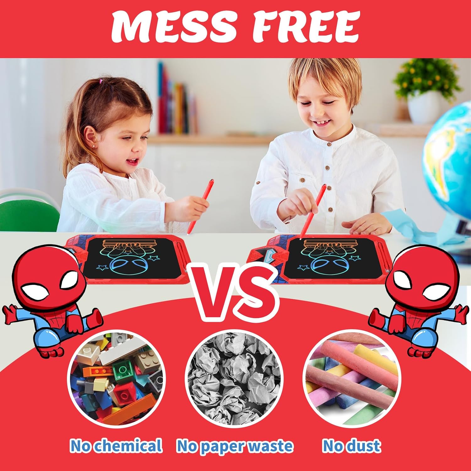 New Model Spider Hero LCD Writing Tablet Drawing Tablet for Kids 10inch, Toddler Doodle Board, Kids Drawing Pad, Educational Toys for 3 4 5 6 Year Old Boys Girls, Gift for Children (RED) - Image 5