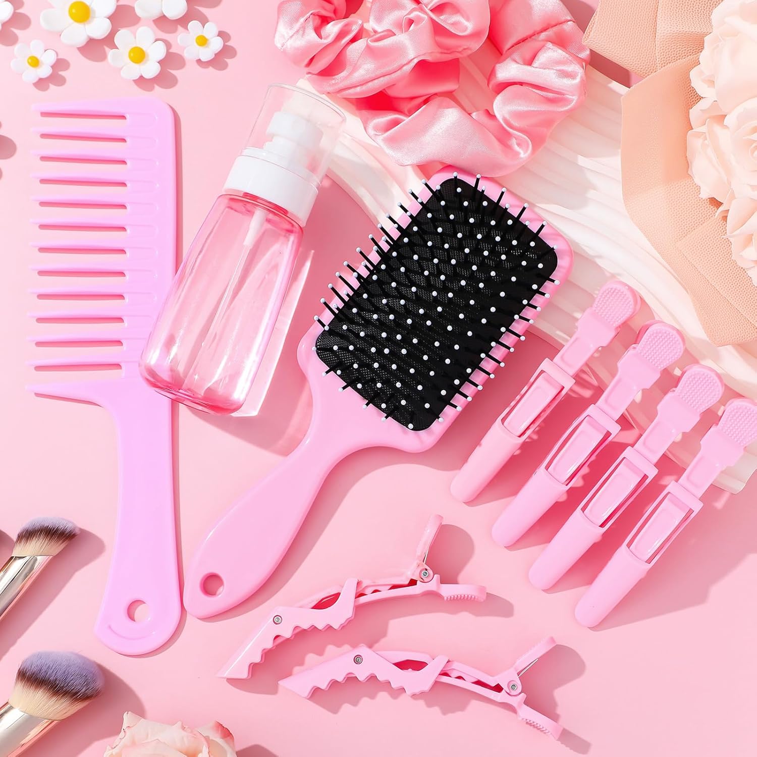 15 Pcs Slick Back Hair Brush Set, Bristle Hair Brush with Spray Bottle,Hair Clip,Edge Brush for Women, Men - Image 8