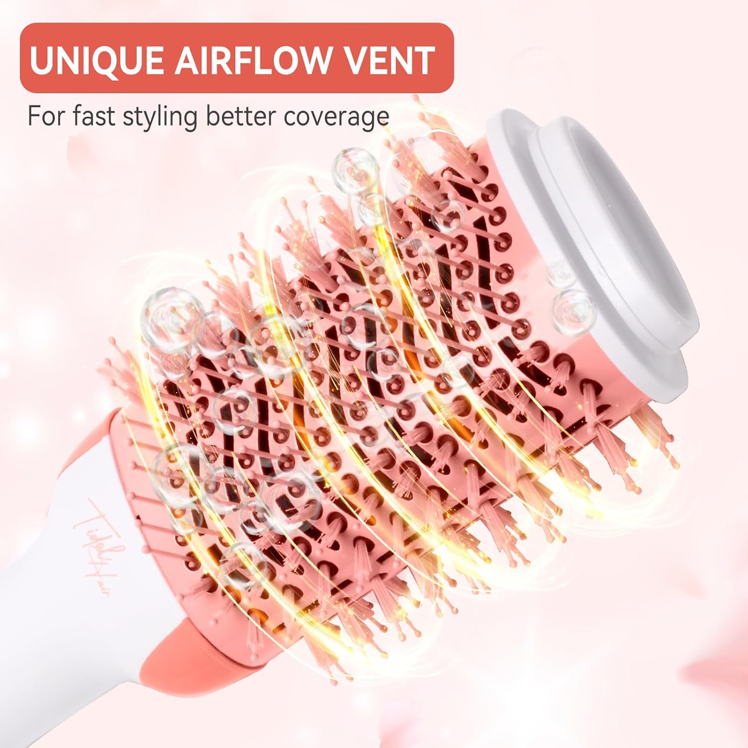 Hot Air Brush 4 in 1 Hair Dryer Brush,One Step Hair Dryer,Styler,Volumizer,Hair Curler,Negative Ion Anti-frizz Ceramic Titanium Barrel Hot Air Brush Hair Straightener Brush Pink White - Image 3