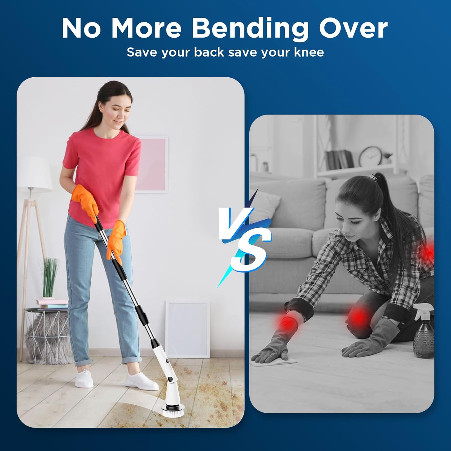 Electric Spin Scrubber, 2024 New Bathroom Cleaner, Power Shower Cleaning Brush with Extendable Handle & 4 Brush Heads, Shower Scrubber for Bathtub Tile Grout Kitchen Window and Floor - Image 4