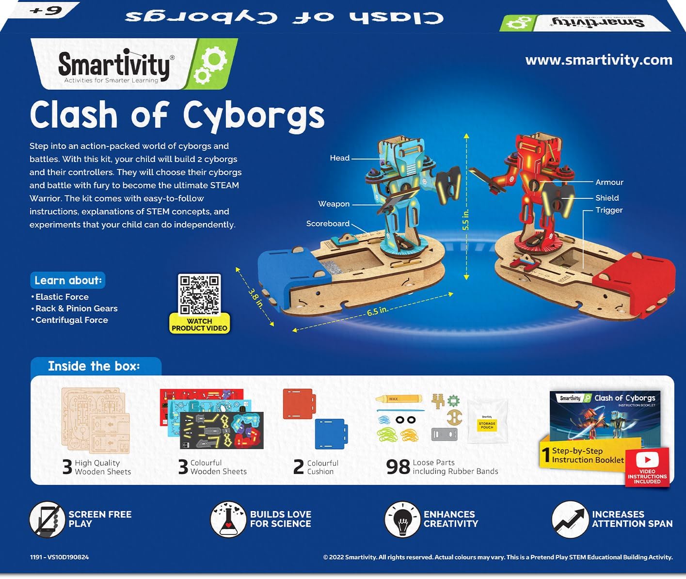 Smartivity Clash of Cyborgs Toy for Kids 6-14 Years Old I 2 Players Battle GameI Cool Birthday Gifts Ideas for Boys & Girls | DIY STEM Science Toys for 6,7,8,9,10,11,12,13,14I Wooden Engineering Game - Image 9