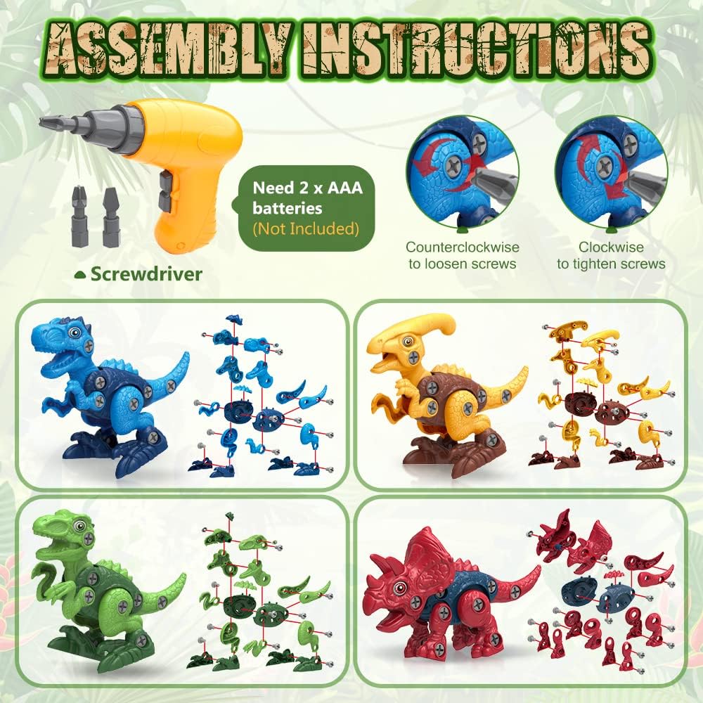 BAODLON Dinosaur Toys for 3-7 Year Olds - Building Dinosaurs with Electric Drill - Educational STEM Construction Toy - Christmas & Birthday Gift - Image 5
