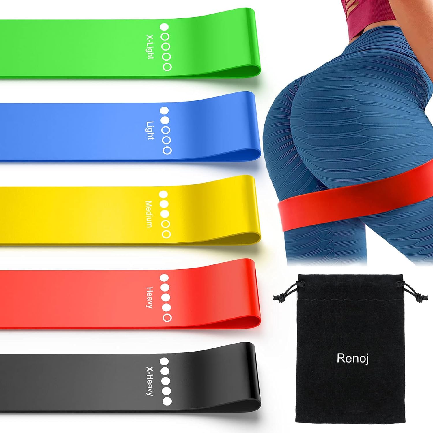 Resistance Bands for Working Out, Elastic Exercice Loop Bands for Physical Therapy, Yoga Starter Set of Stretch Bands for Booty Legs, Pilates Flexbands - Image 6
