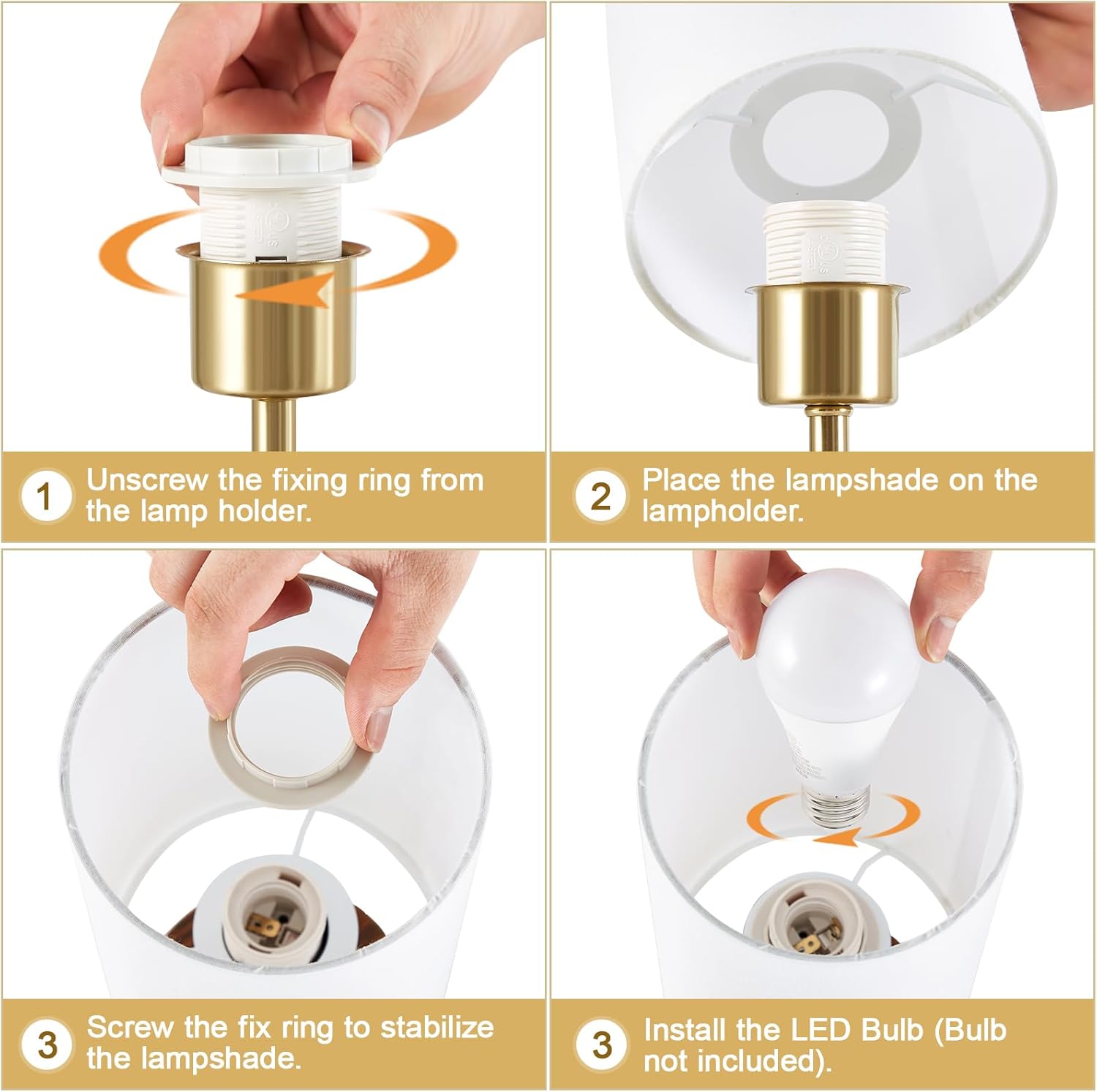 Touch Lamps for Nightstand - 14" Small Bedside Lamps Set of 2 with Ac Adapter Vintage Modern Table Lamp with Round Fabric Shade for End Tables Living Room Dorm Desk Home Office - Image 9