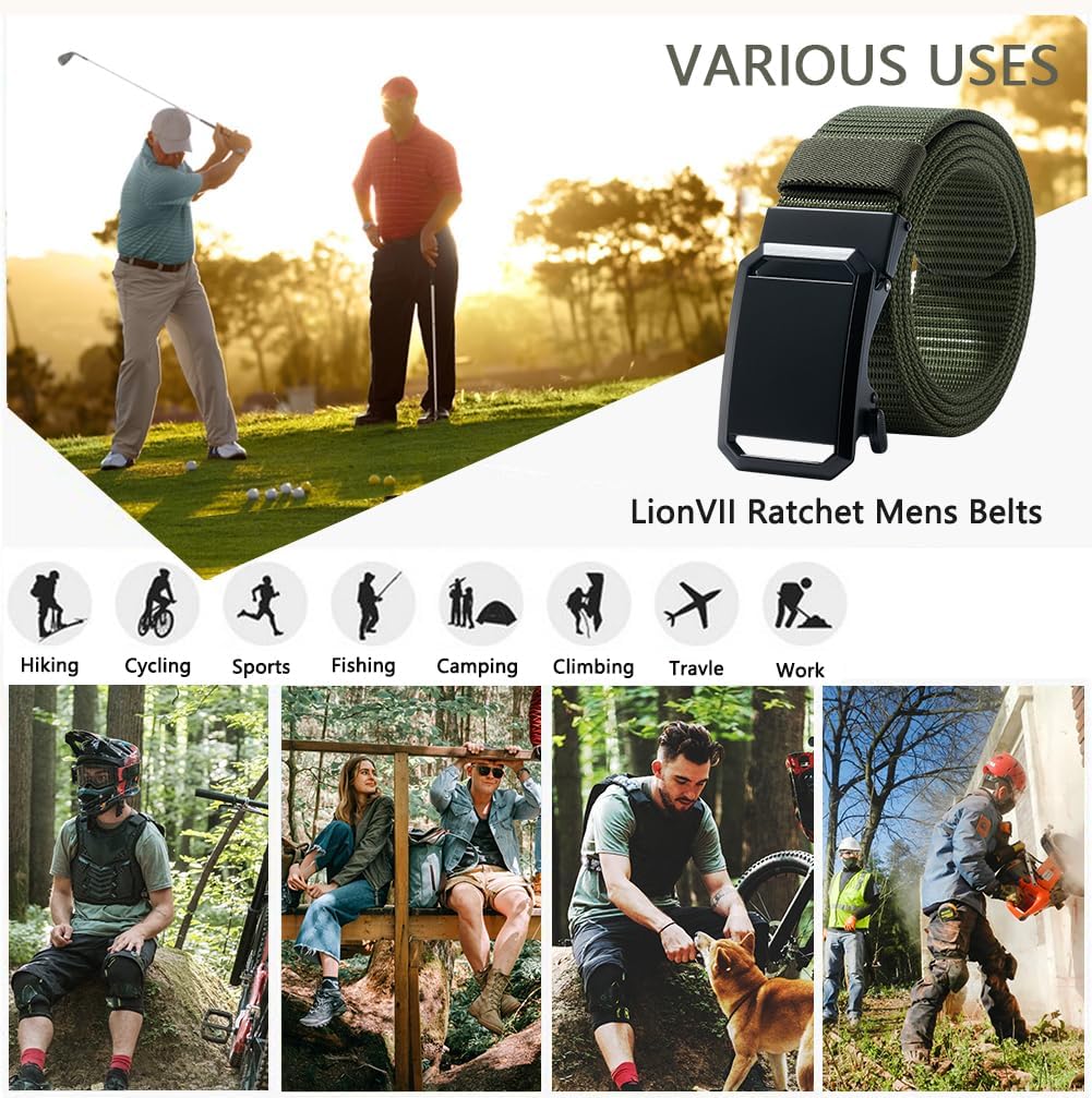 LionVII Ratchet Belts for Men - Fashion Belt Man Nylon Fabric 1 3/8" for Casual Jeans - Adjustable Trim to Fit 27-46" Waist - Image 7