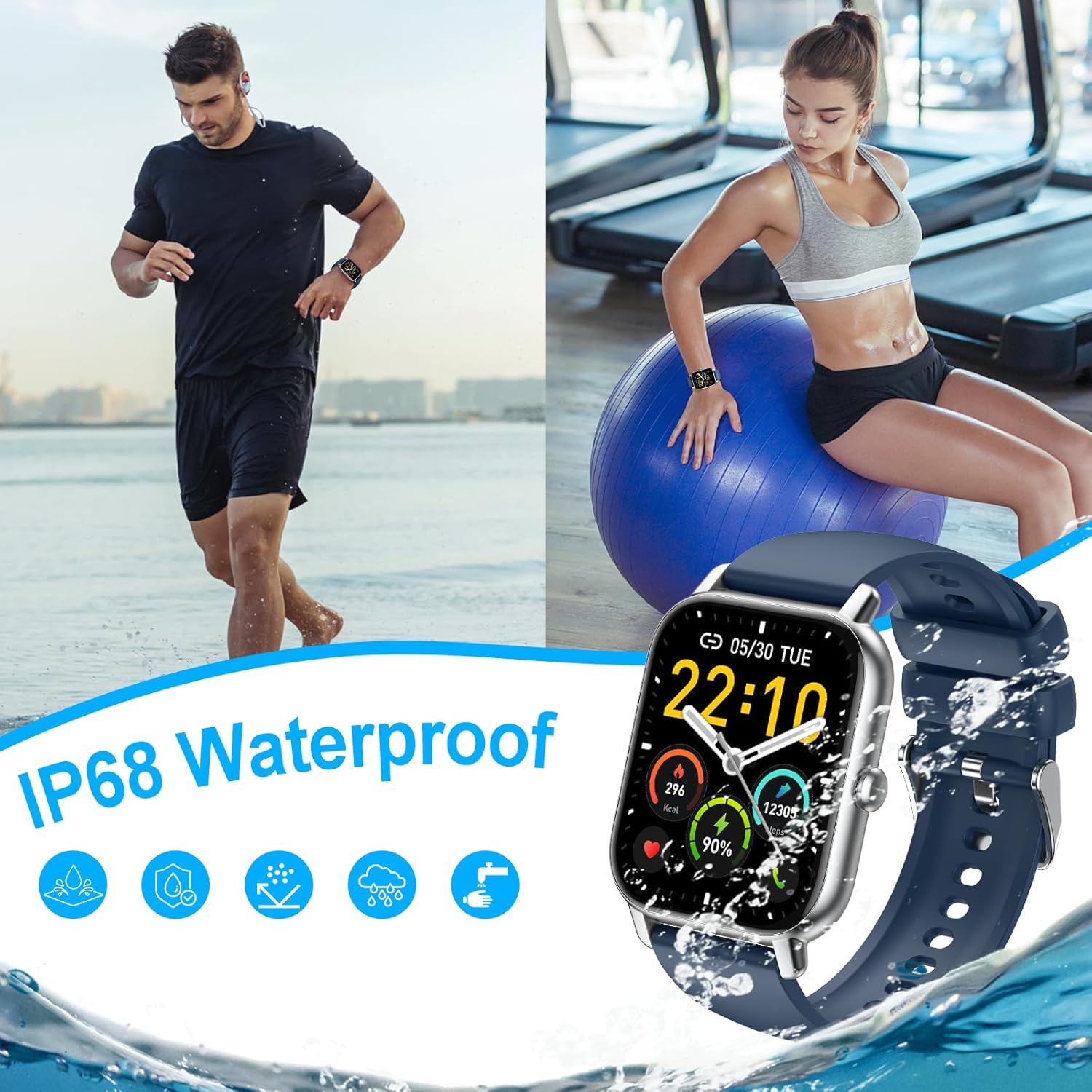 Smart Watch for Men Women Answer/Make Calls, 1.85" HD Fitness Watch with Heart Rate Monitor Sleep Monitor, 114+ Sports Activity Trackers with Step Counter, IP68 Waterproof, Smartwatch for Android/iOS - Image 8