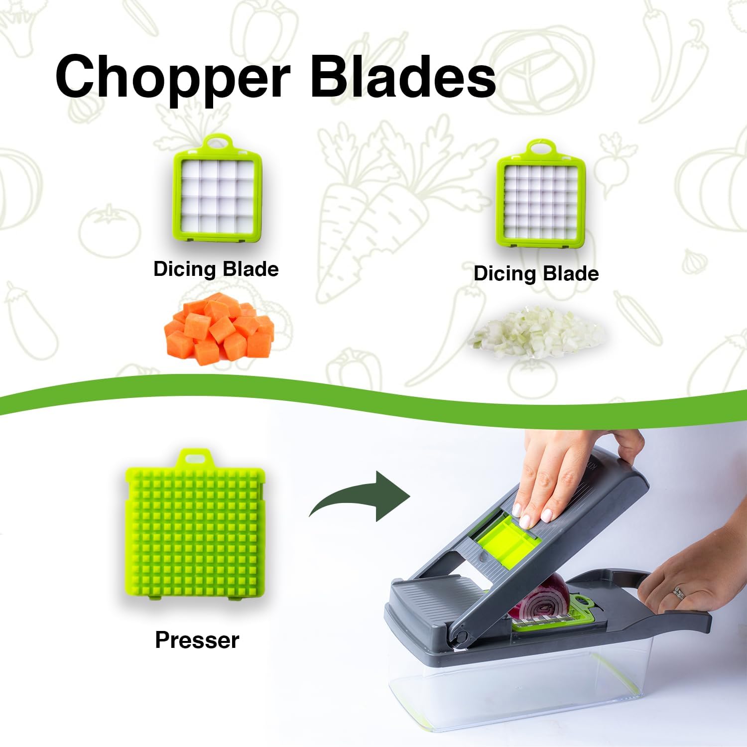 Vegetable Chopper, Pro Onion, Multifunctional 14 in 1 Food Chopper, Kitchen Vegetable Cutter Slicer Dicer,Veggie Chopper With 8 Blades, Potatoes, Carrot and Garlic Chopper With Container - Image 5