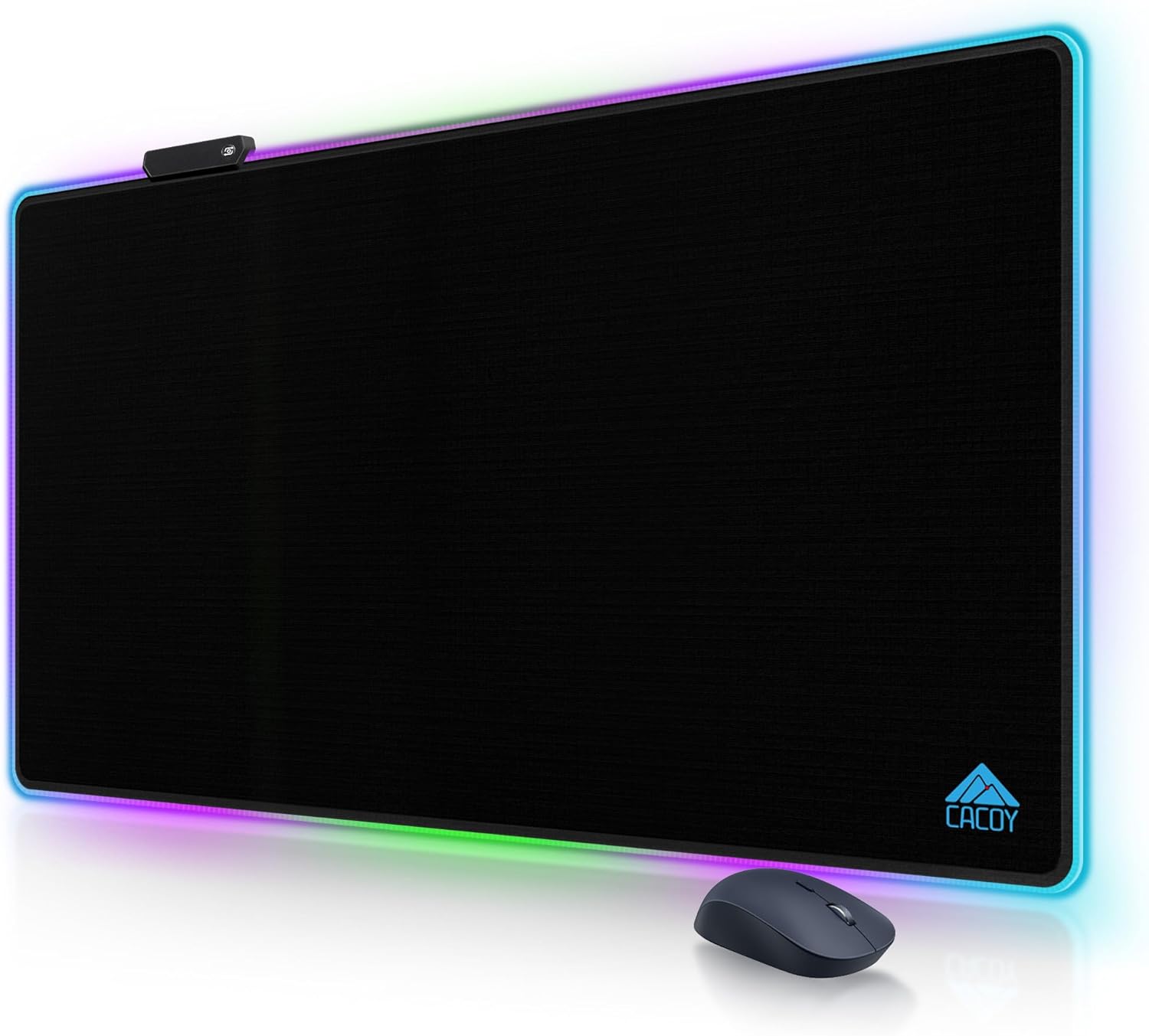 Cacoy RGB Mouse Pad Gaming, 43" x 24" Large LED Mouse Pad with 9 Lights Modes, XXL Desk Mat for Keyboard and Mouse, Extended Non-Slip Desk Pad PC Gaming Keyboard Mousepad Accessories, Black - Image 2