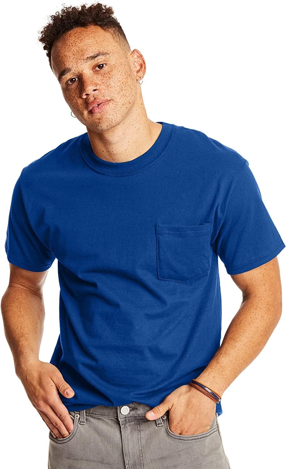 Hanes Men's Slightly Imperfect Soft Breathable Cool Comfort Pocket Tshirts 6 Pack - Image 4