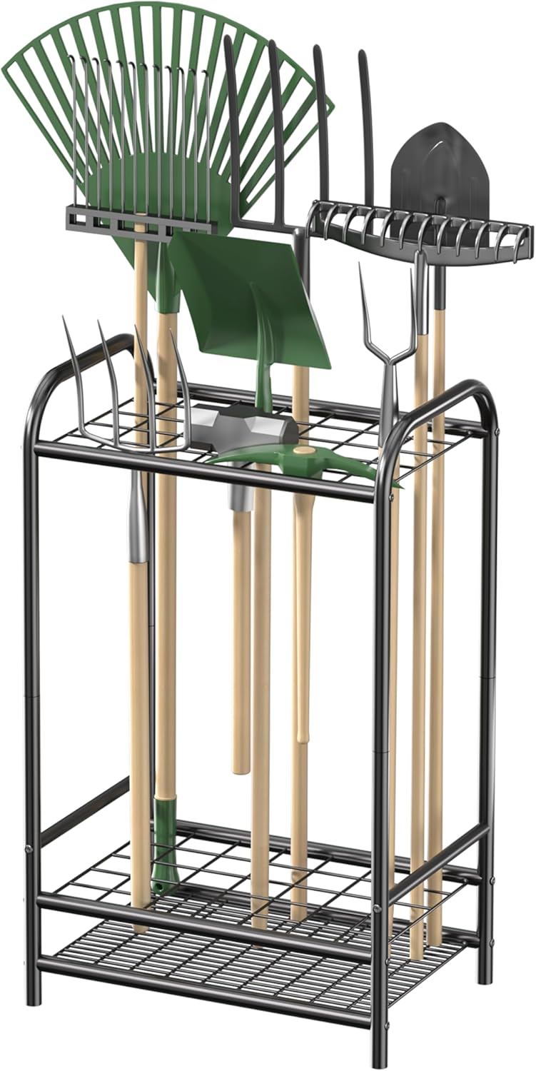 Metal Garden Tool Organizer - Up to 35 Long-Handled Tools - Heavy Duty Garden Tool Storage - Holder for Brooms, Rakes, Shovels - Garage, Shed - Image 2