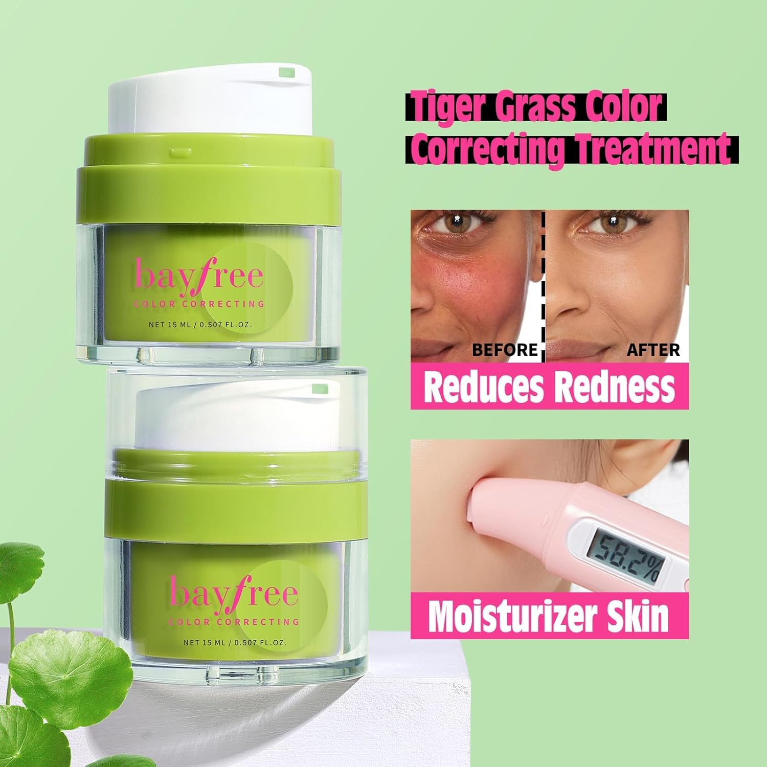 Cica Tiger Grass Color Correcting Treatment, Tinted Moisturizer for Face, Reduces Redness, Long-Wearing Coverage, With Centella Asiatica, SPF 22, 0.5oz/15ml - Image 3