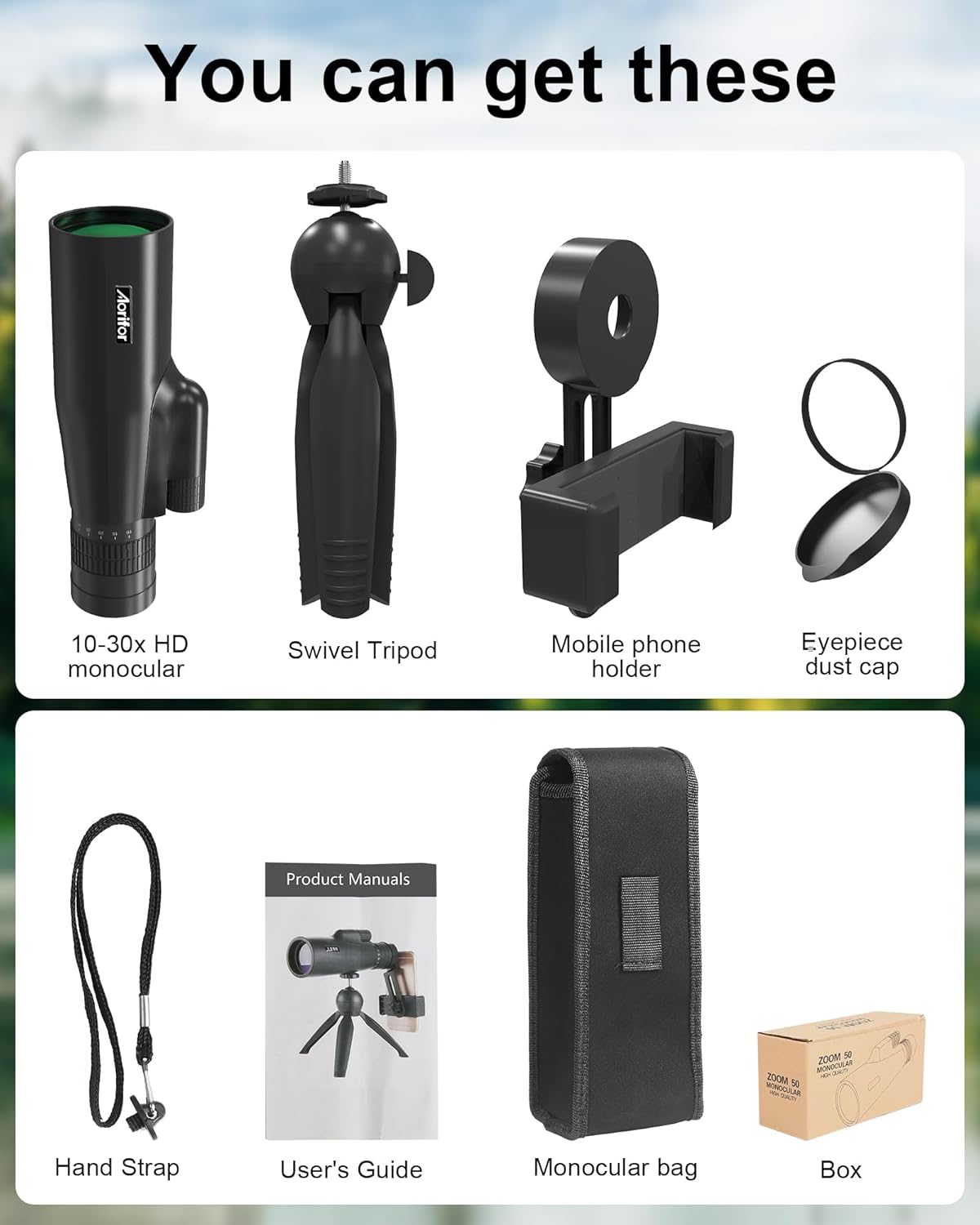 10-30x50 Monoculars for Adults High Powered with Smart Phone Holder & Upgraded Tripod, Starscope Monocular Military Grade for Outdoor Exploration, Bird Watching, and Scenic Viewing - Image 8