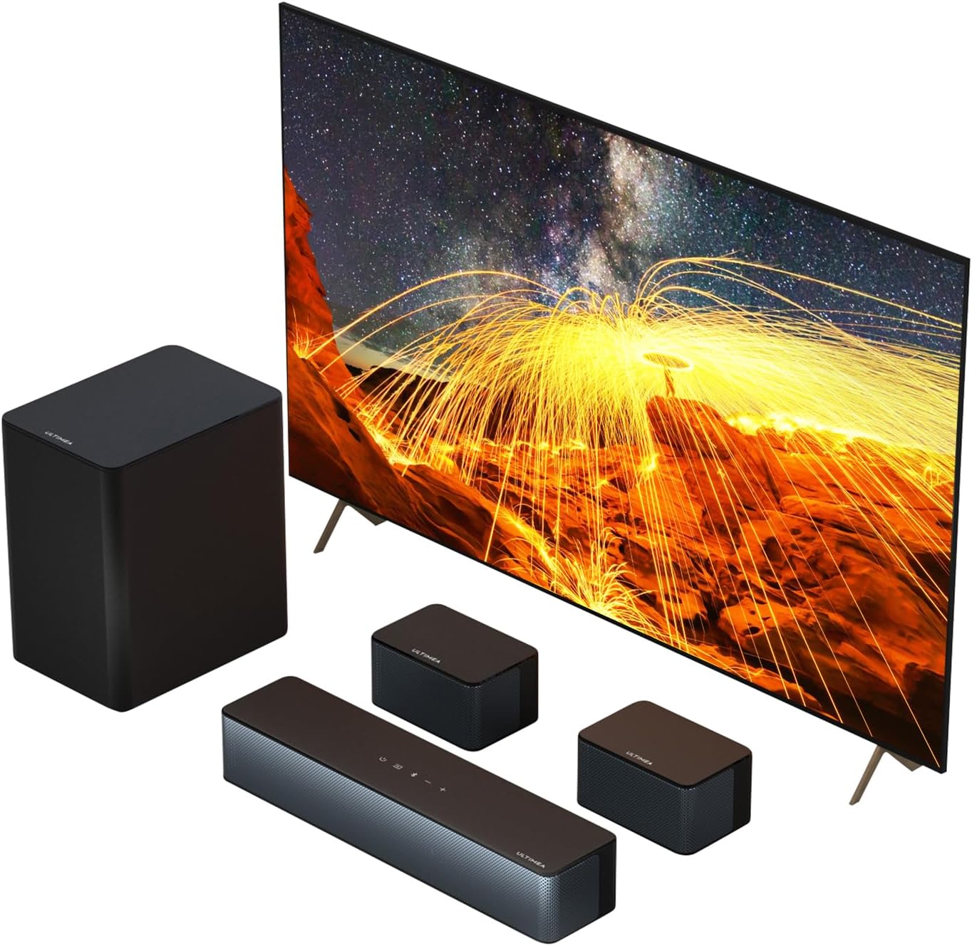 ULTIMEA 5.1 Virtual Surround Sound Bar, 320W Home Theater Surround System with Adjustable Speakers & Subwoofer, TV Speaker Soundbar, Sound Bar for Smart TV, Bluetooth 5.3, Easy Setup, Poseidon D50 - Image 2