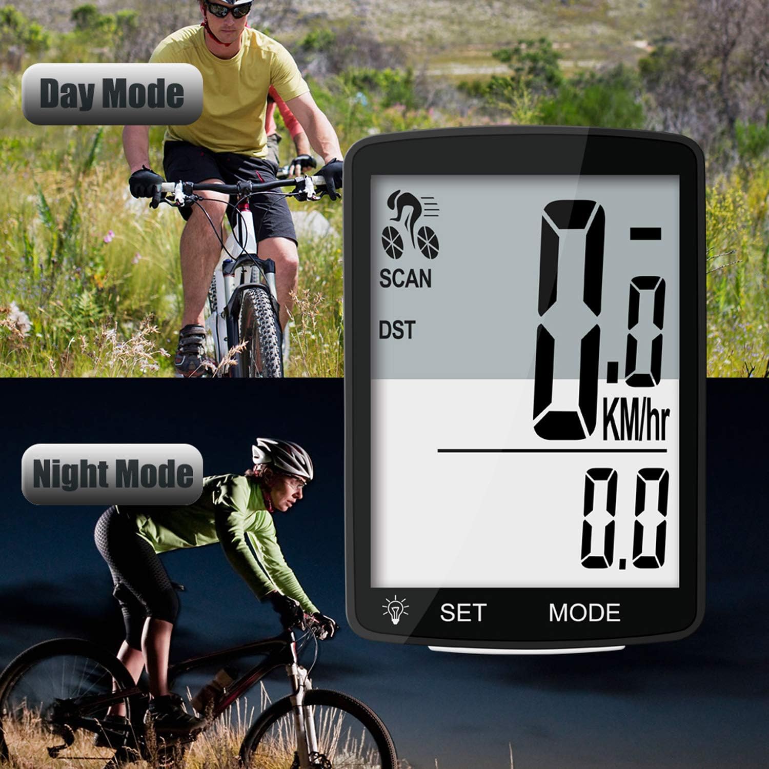 Wireless Bike Computer, 20 Multi-Functions, Real Waterproof Bicycle Speedometer, Cycling Odometer with 3'' Large LCD Display(Simple to Read), Easy to Use - Image 4