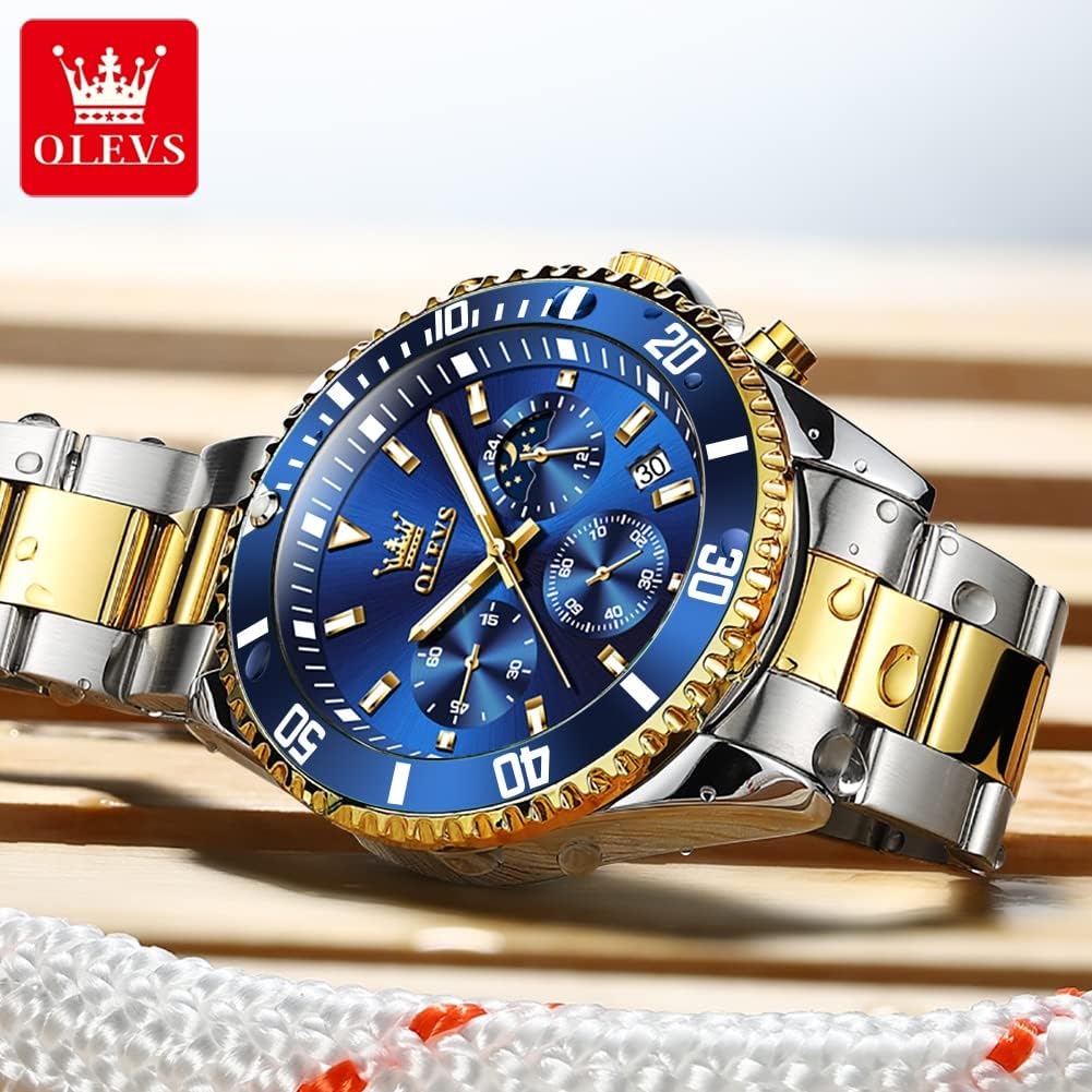 OLEVS Mens Watches Big Face Stainless Steel Waterproof Date Analog Quartz Watches Fashion BusinessWrist Watches for Men… - Image 4