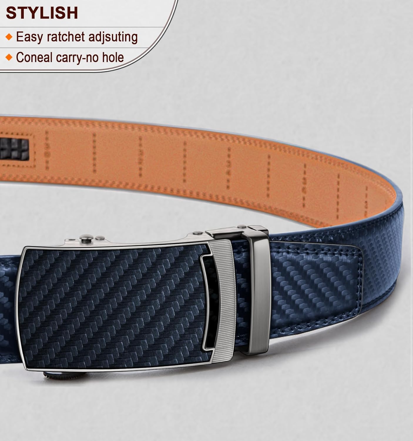 KEMISANT Mens Belt, Leather Ratchet Belt Customizable Fit,Effortless Style 35mm - Image 3