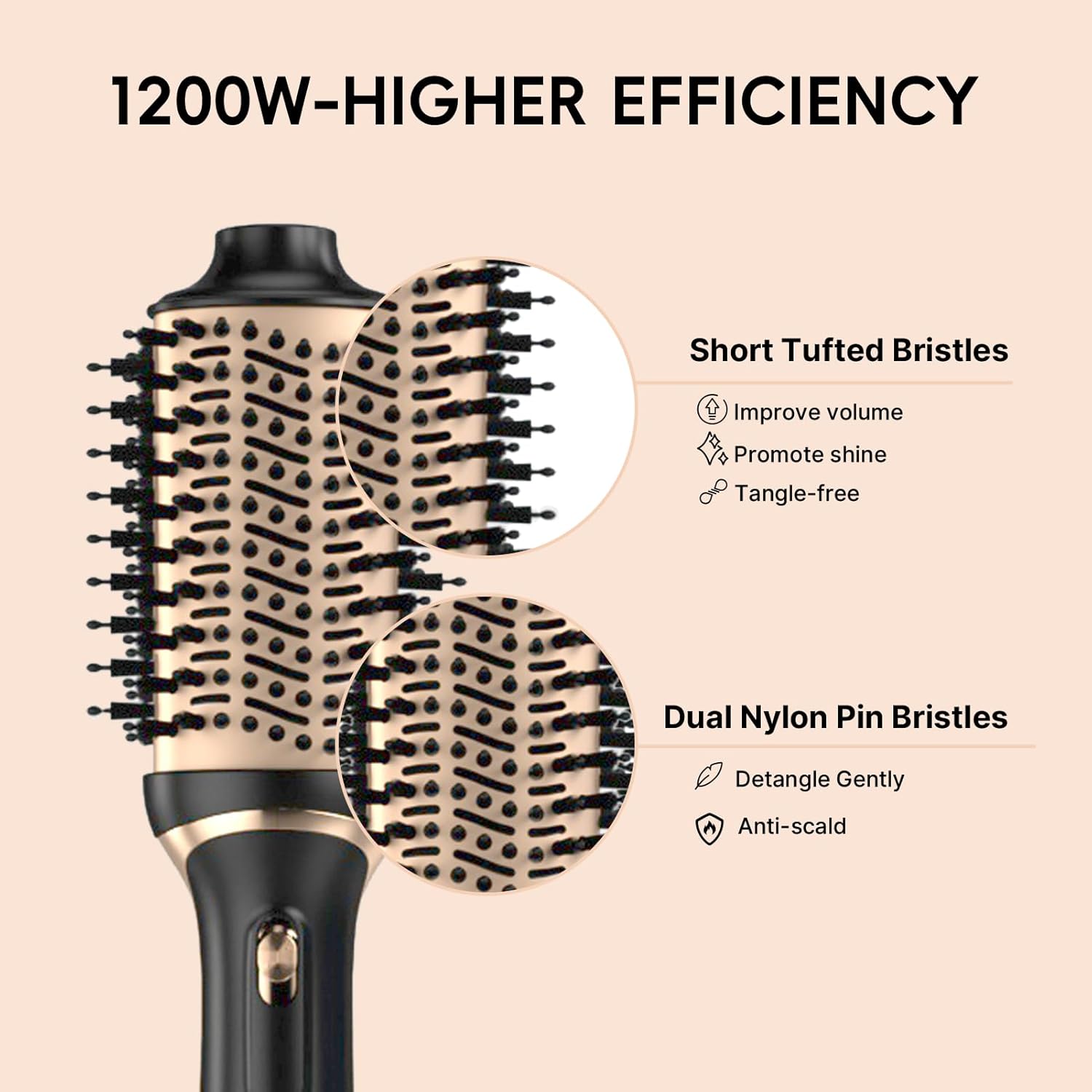 Hair Dryer Brush, Multifunctional Hot Air Brush with Adjustable Heat Settings for Different Hair Types, Negative Ion Technology & Quick Drying - Image 7