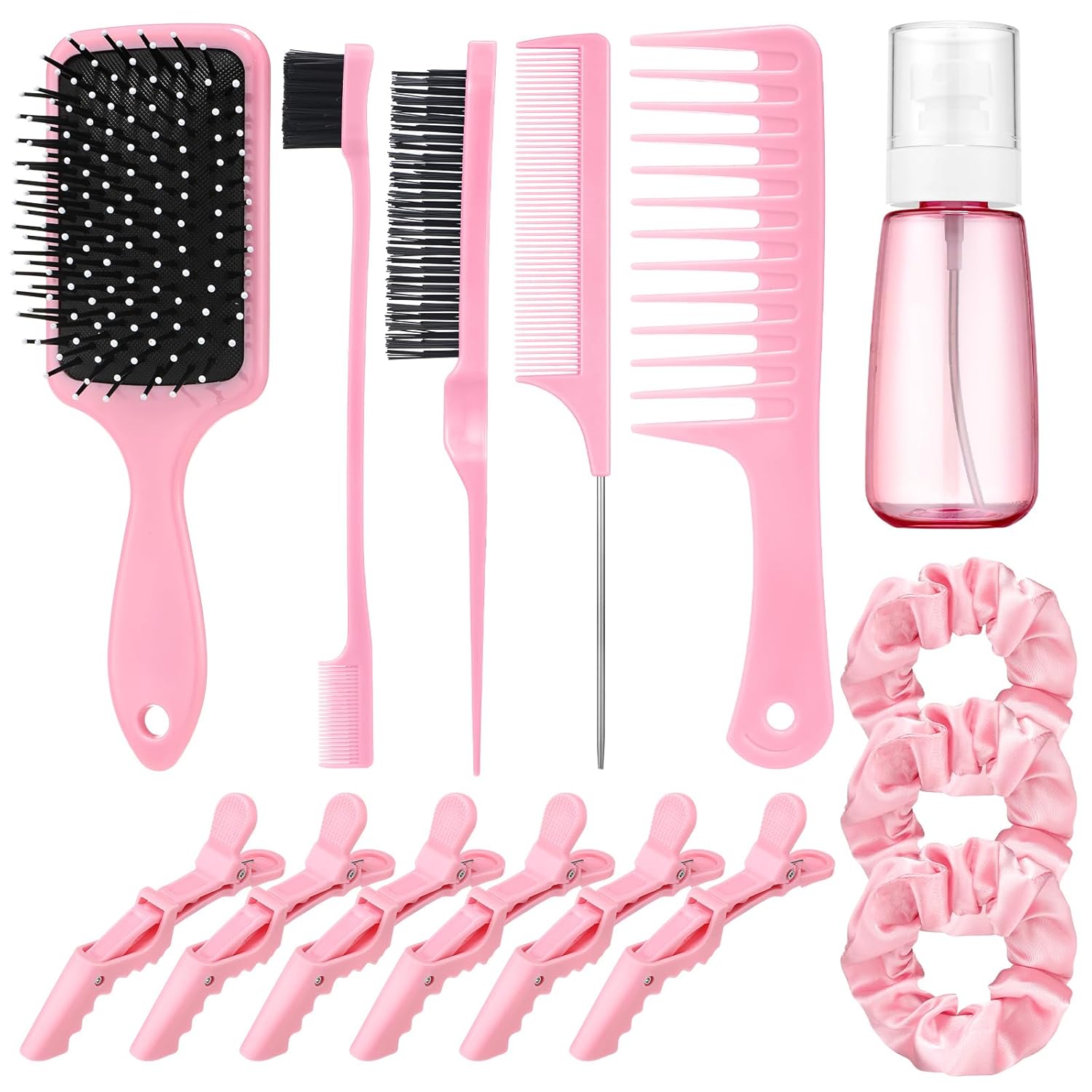 15 Pcs Slick Back Hair Brush Set, Bristle Hair Brush with Spray Bottle,Hair Clip,Edge Brush for Women, Men - Image 2