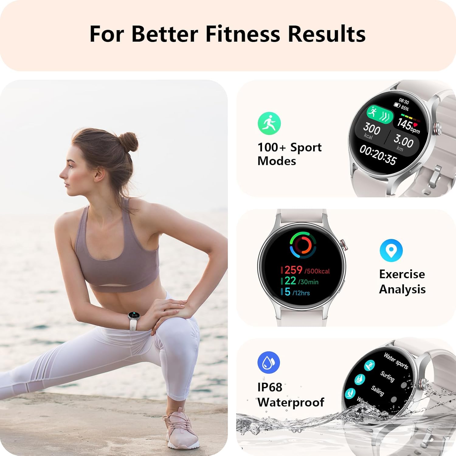aeac Smart Watch for Men Women, AMOLED Ultra-Clear Screen Fitness Trackers with Heart Rate/Sleep/SpO2 Monitor, Smartwatch for iPhone/Samsung/Android, 110+ Sport Modes Waterproof Reloj Inteligente - Image 6