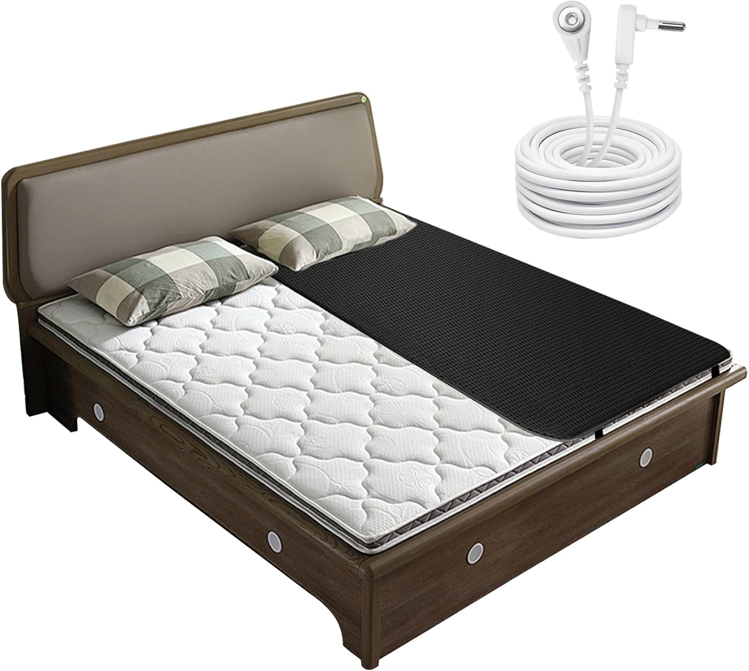 Grounding Mat for Bed, Grounding Mattress Cover Pad for Improve Sleep, Conductive Carbon Leatherette Earth Mat Grounding Pad (27 * 78inch) - Image 2