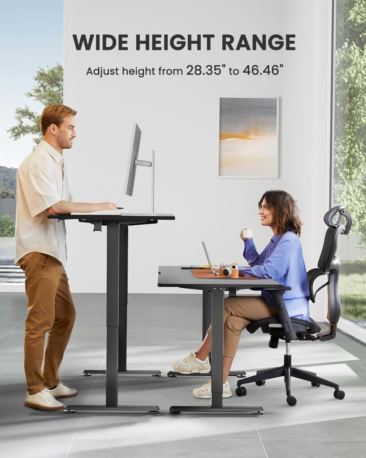 ErGear Height Adjustable Electric Standing Desk, 48 x 24 Inches Sit Stand up Desk, Memory Computer Home Office Desk (Black) - Image 7